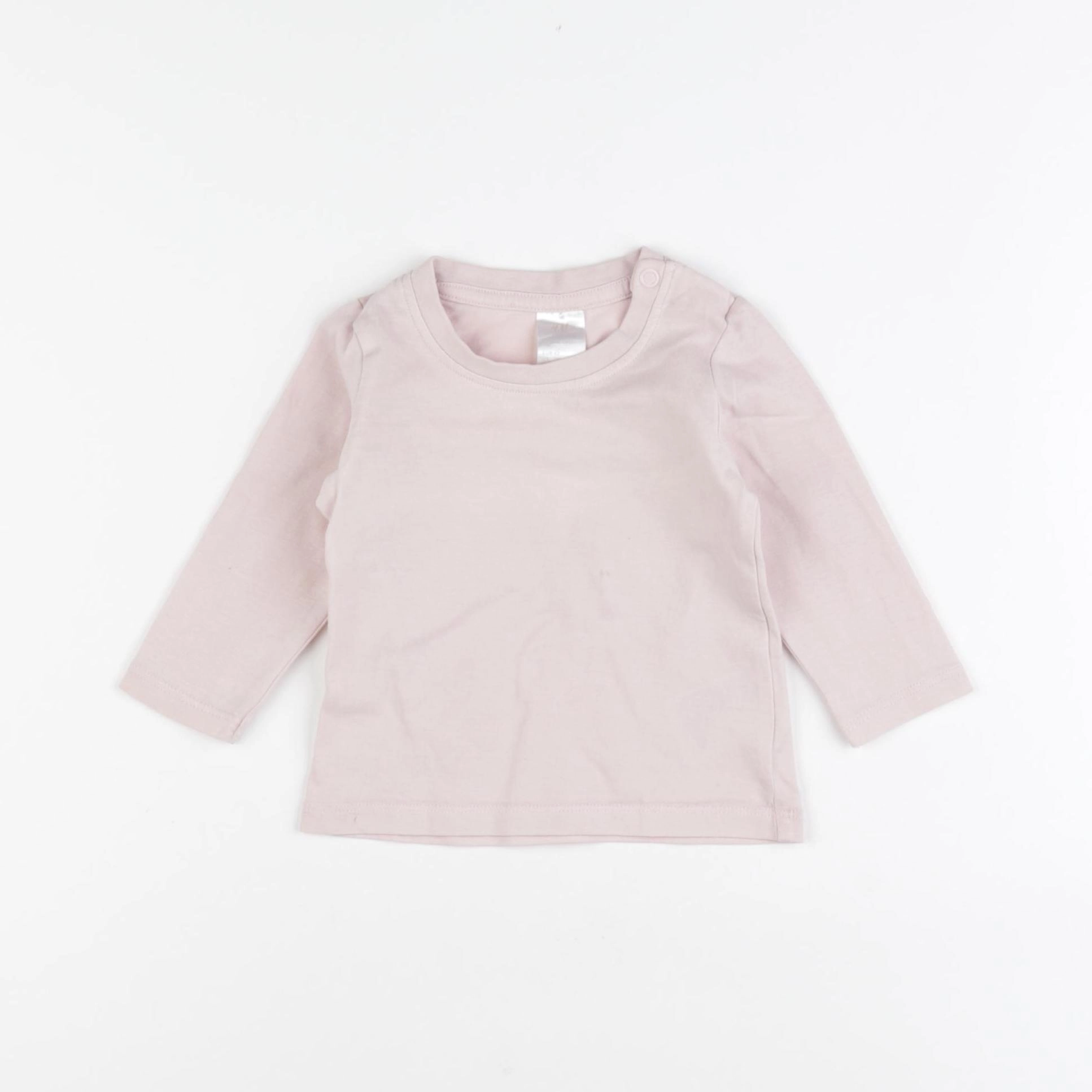 H&M - tee-shirt rose - 2/4 mois