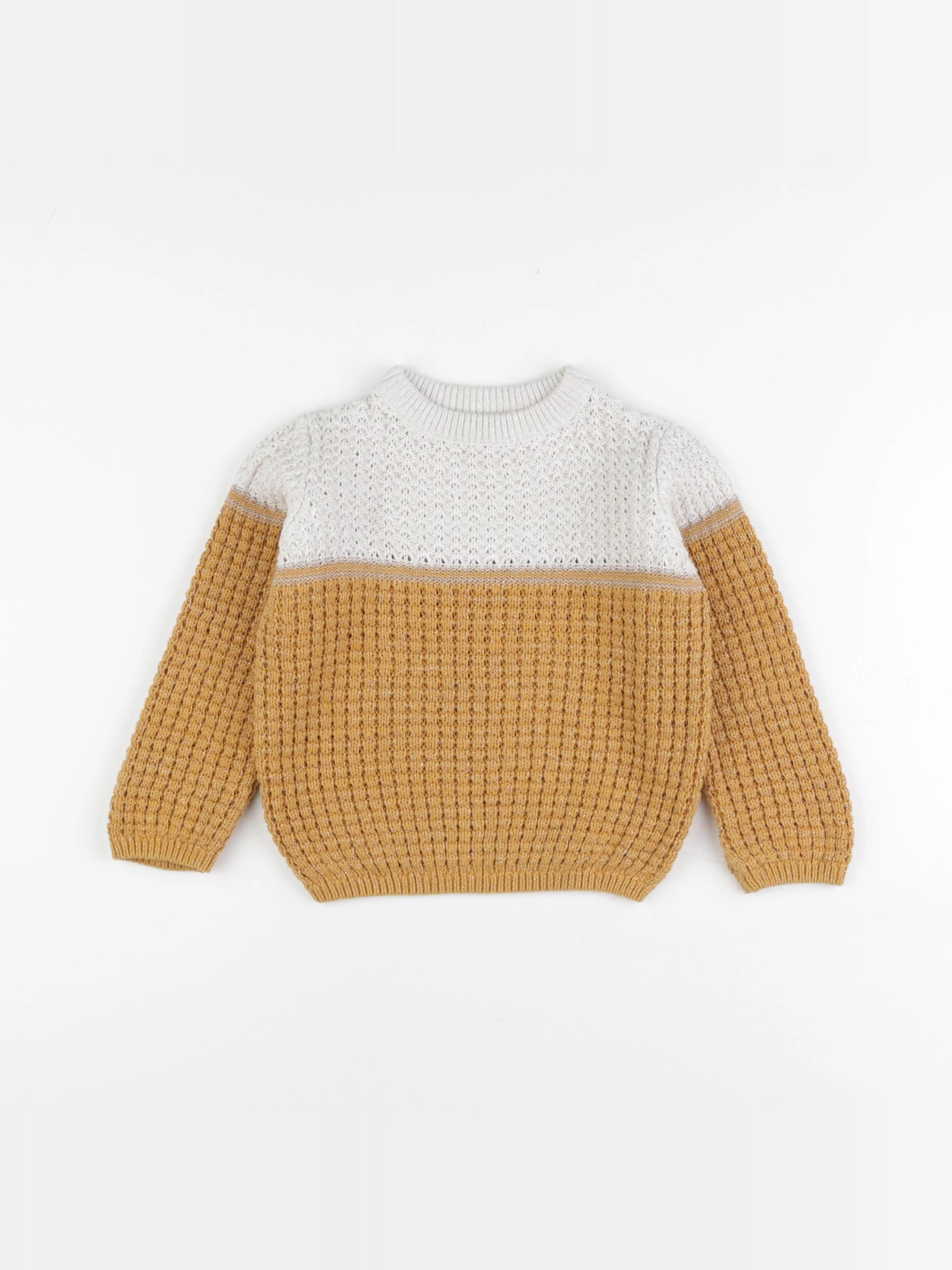 Little Cigogne - pull blanc, or - 3 ans
