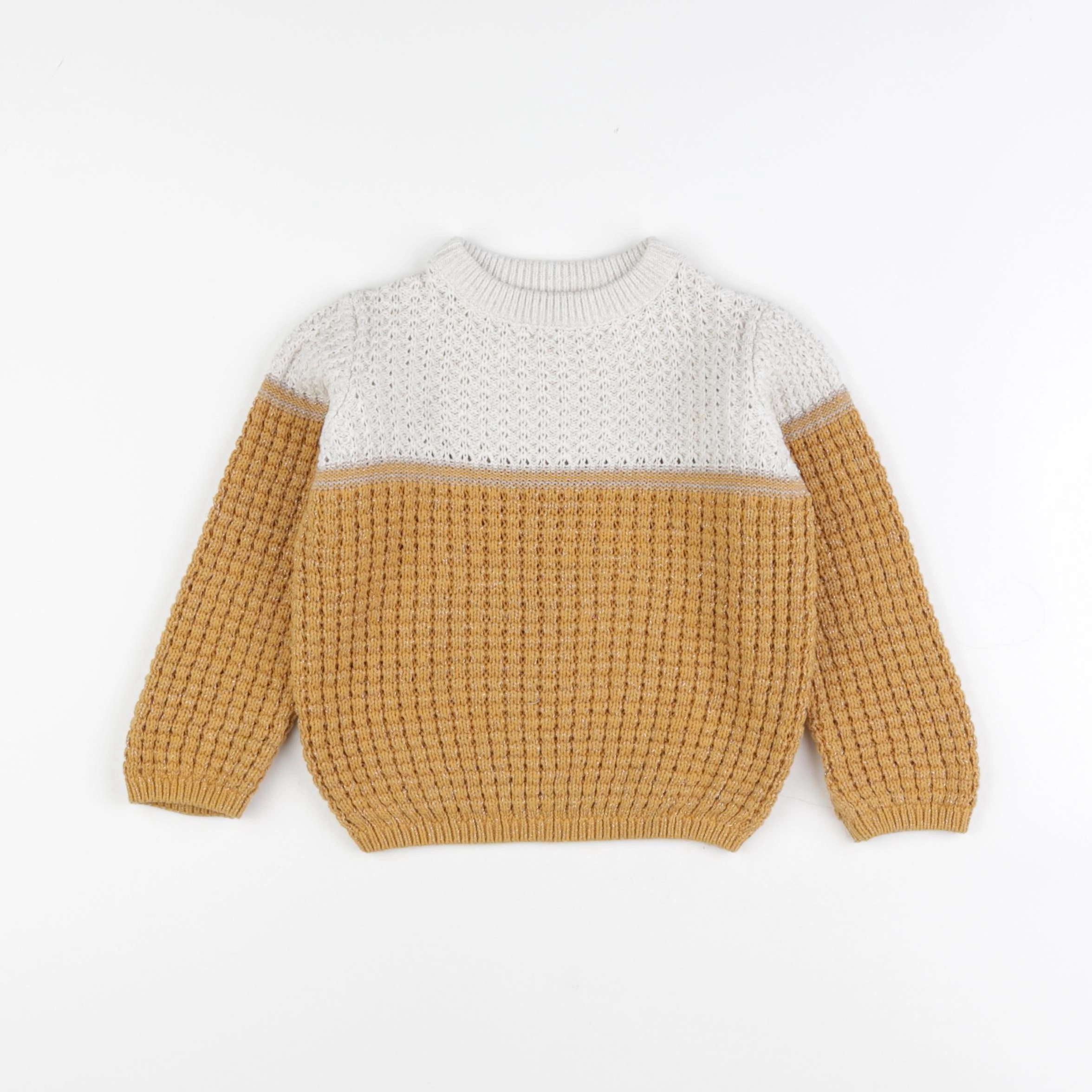 Little Cigogne - pull blanc, or - 3 ans