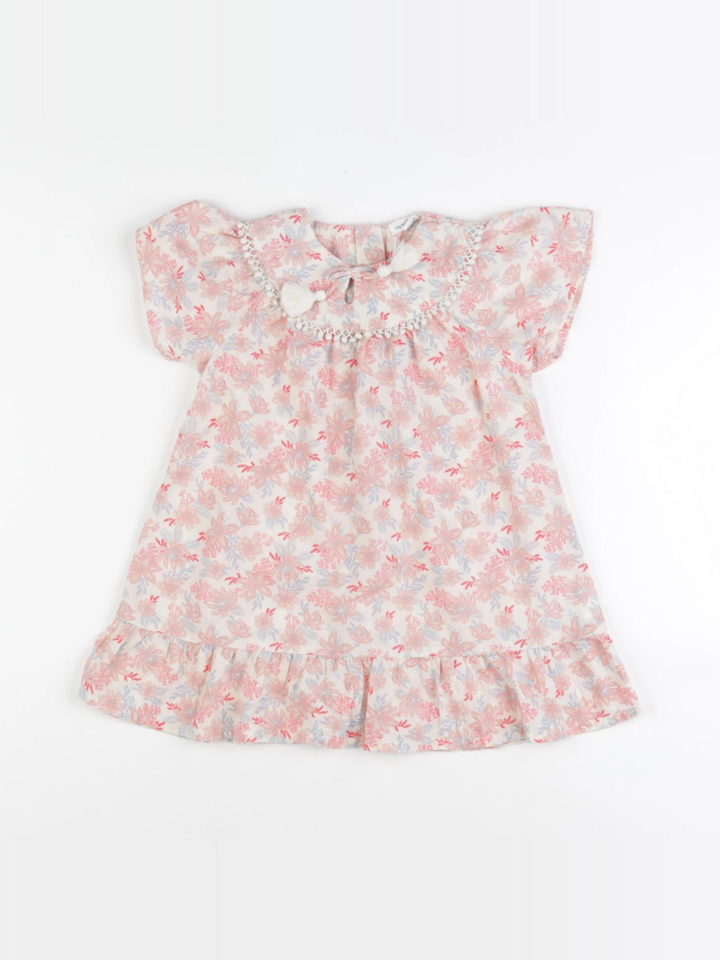 Vertbaudet - robe beige, rose - 3 ans