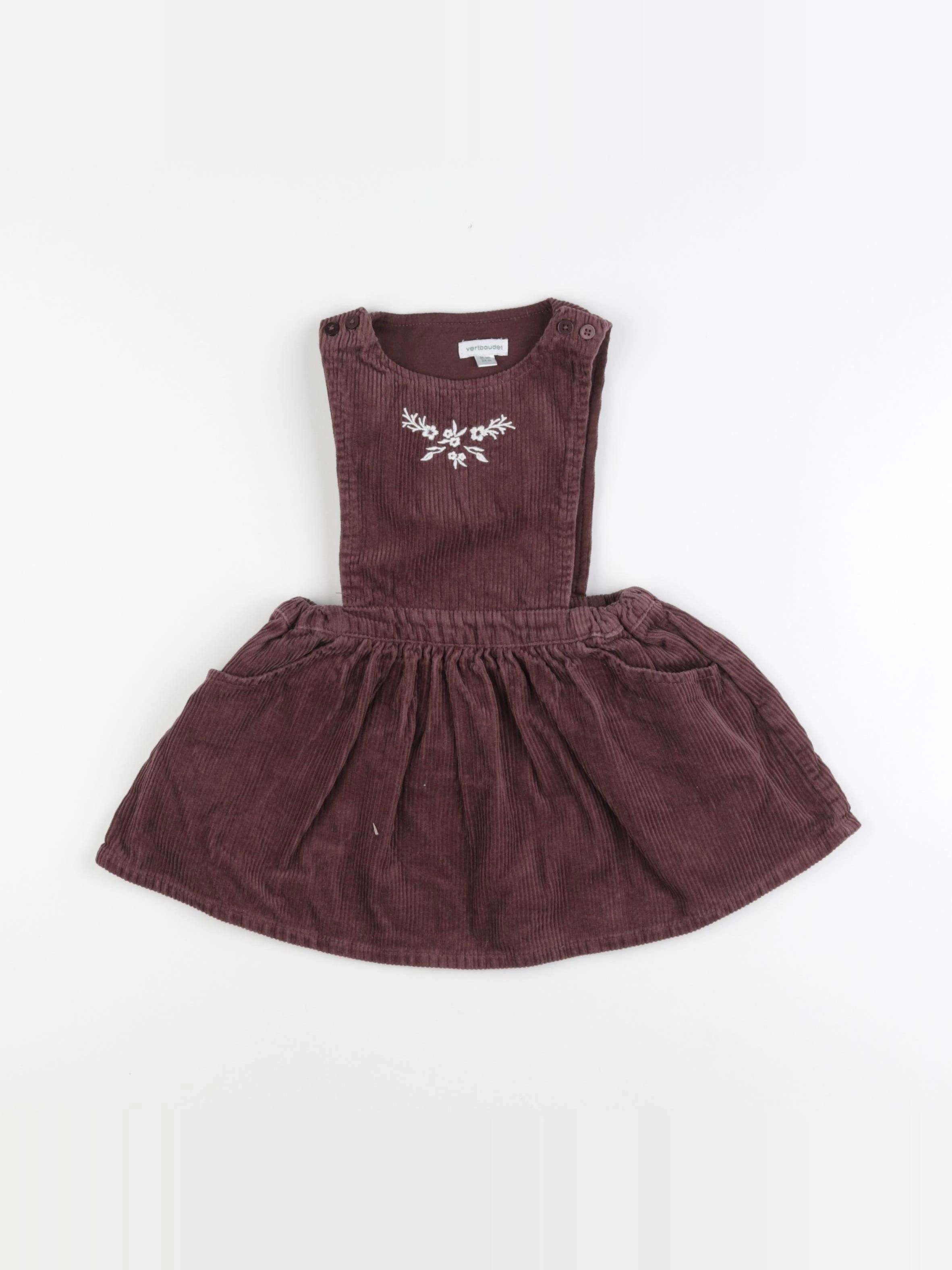 Vertbaudet - robe marron, rouge - 2 ans
