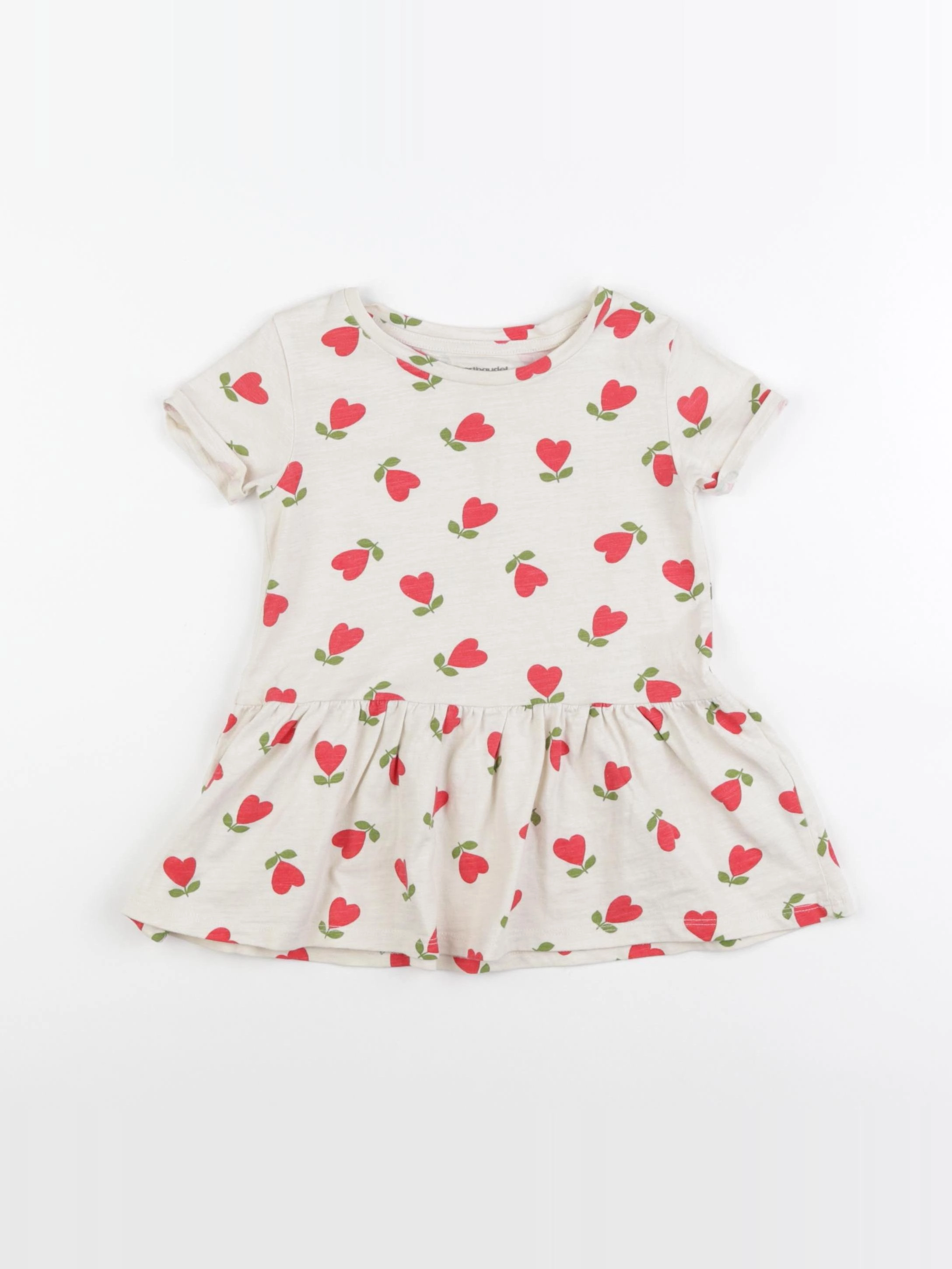 Vertbaudet - robe beige, rouge - 2 ans