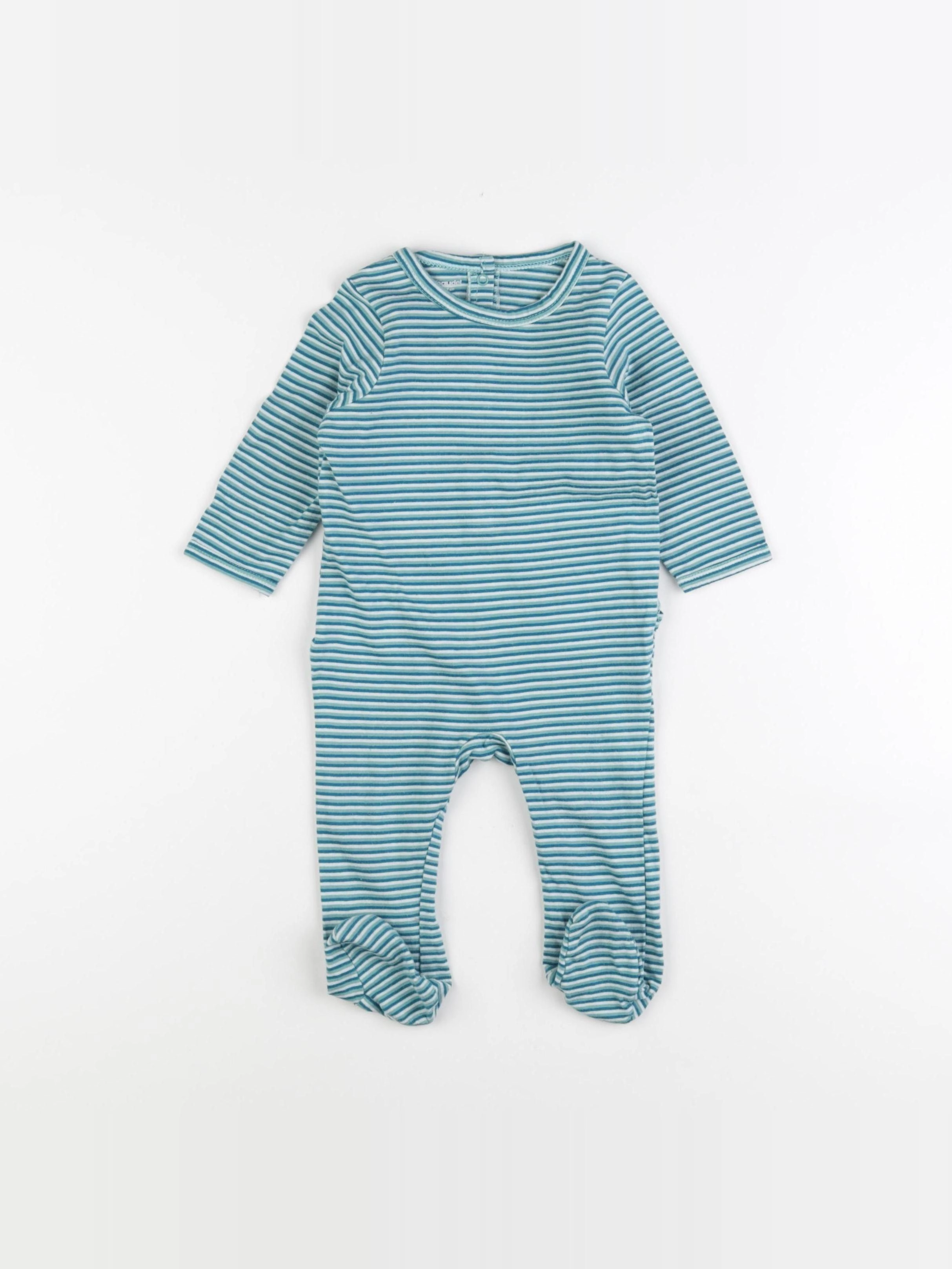Vertbaudet - pyjama coton bleu, blanc - 6 mois