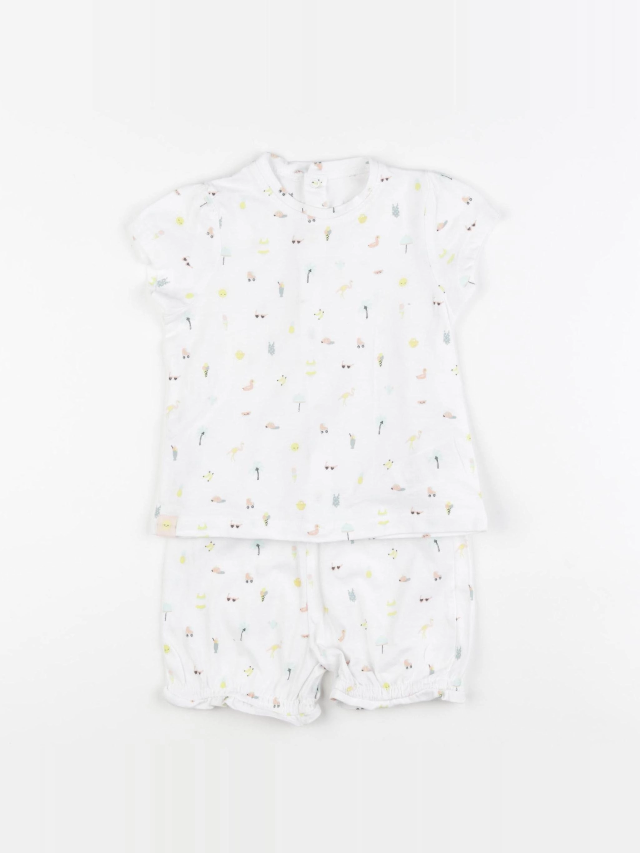 Vertbaudet - pyjama coton blanc - 18 mois