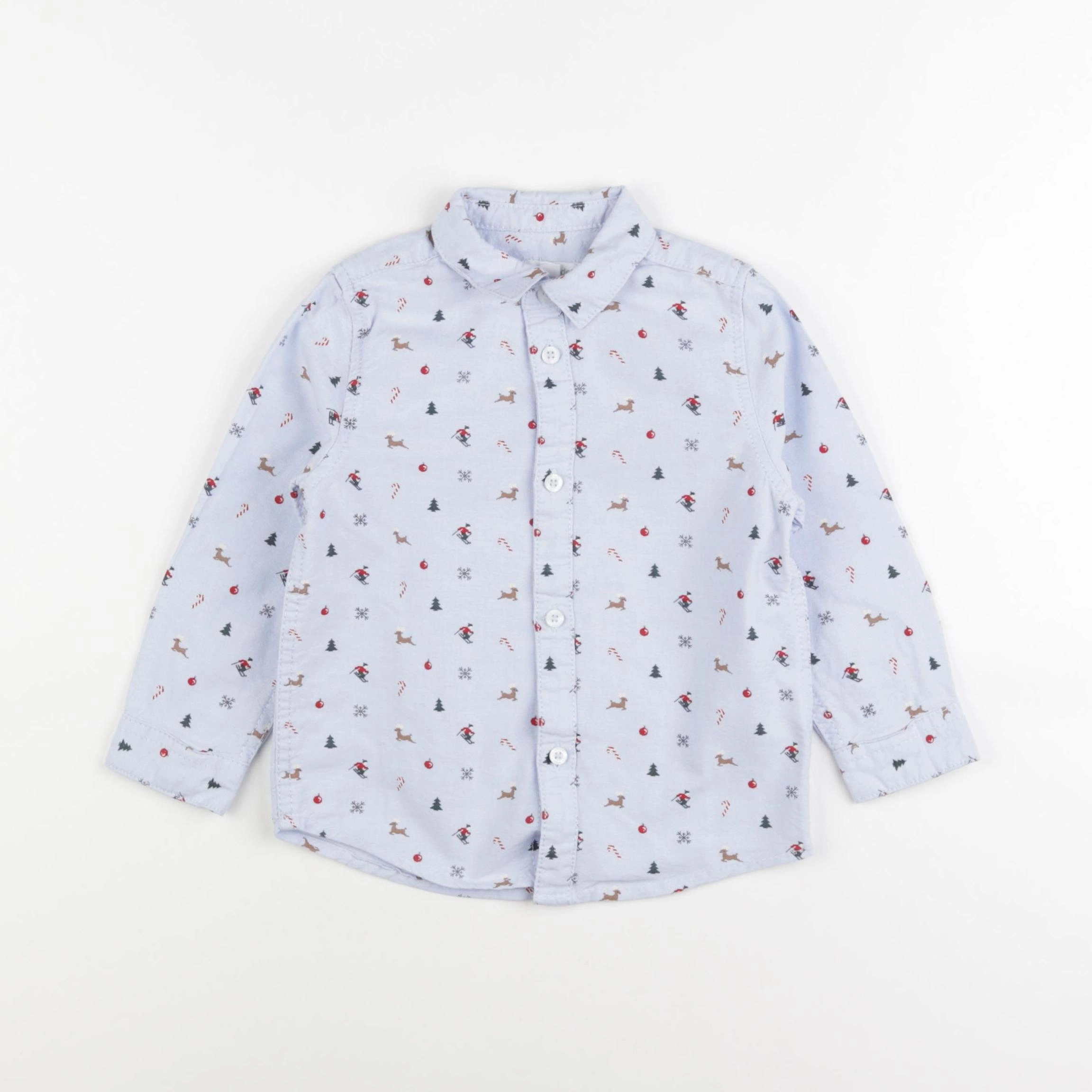 Vertbaudet - chemise bleu, rouge - 3 ans