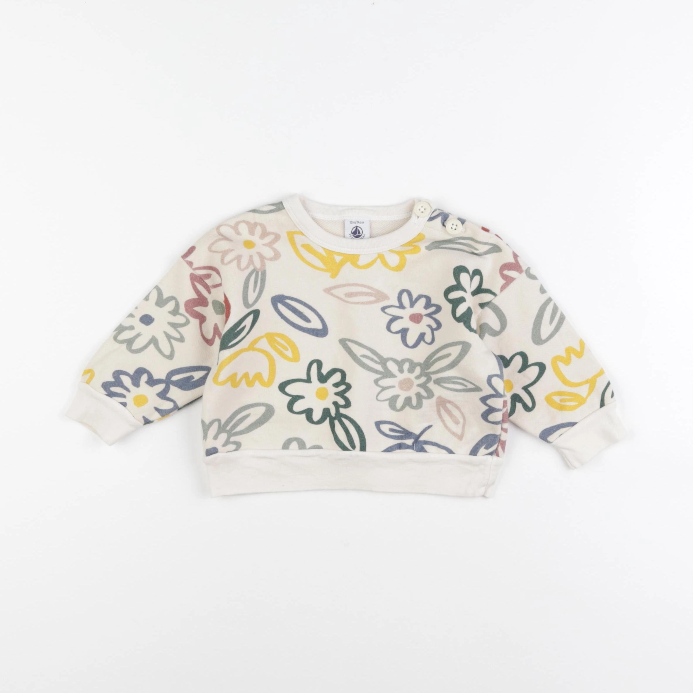 Petit Bateau - sweat beige - 12 mois
