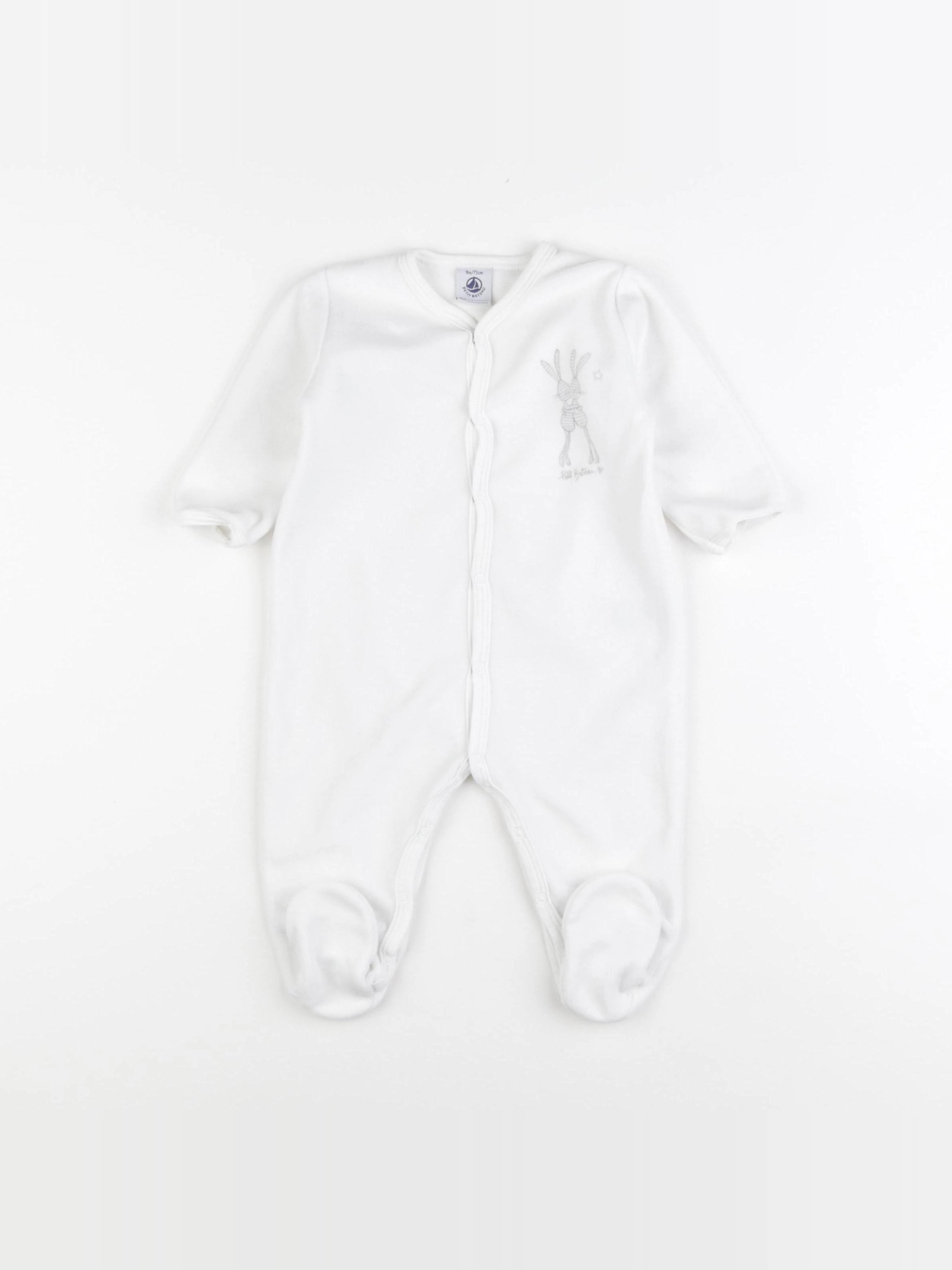 Petit Bateau - pyjama velours blanc - 9 mois