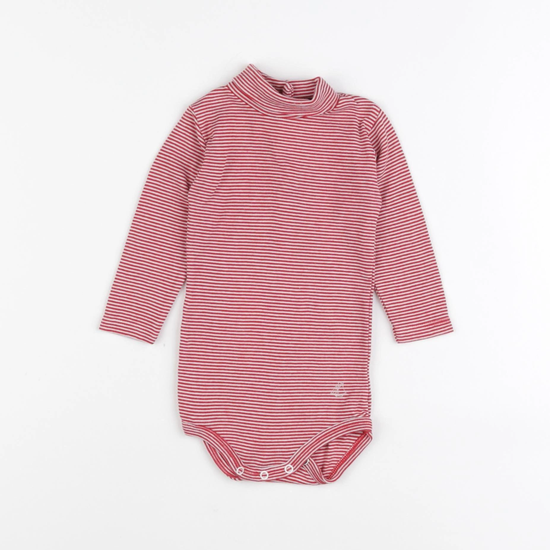 Petit Bateau - body à col rouge - 6 mois