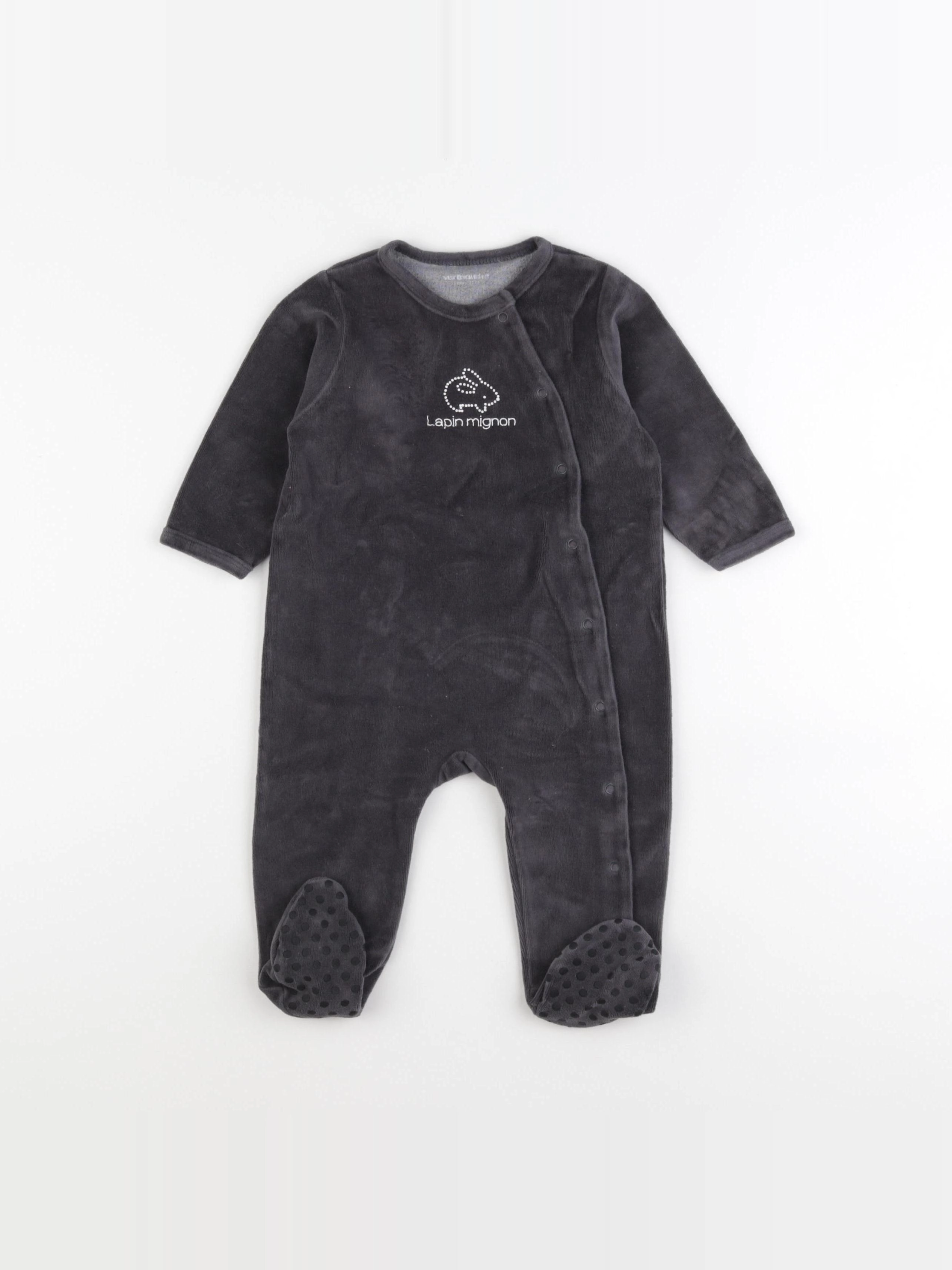 Vertbaudet - pyjama velours gris - 12 mois