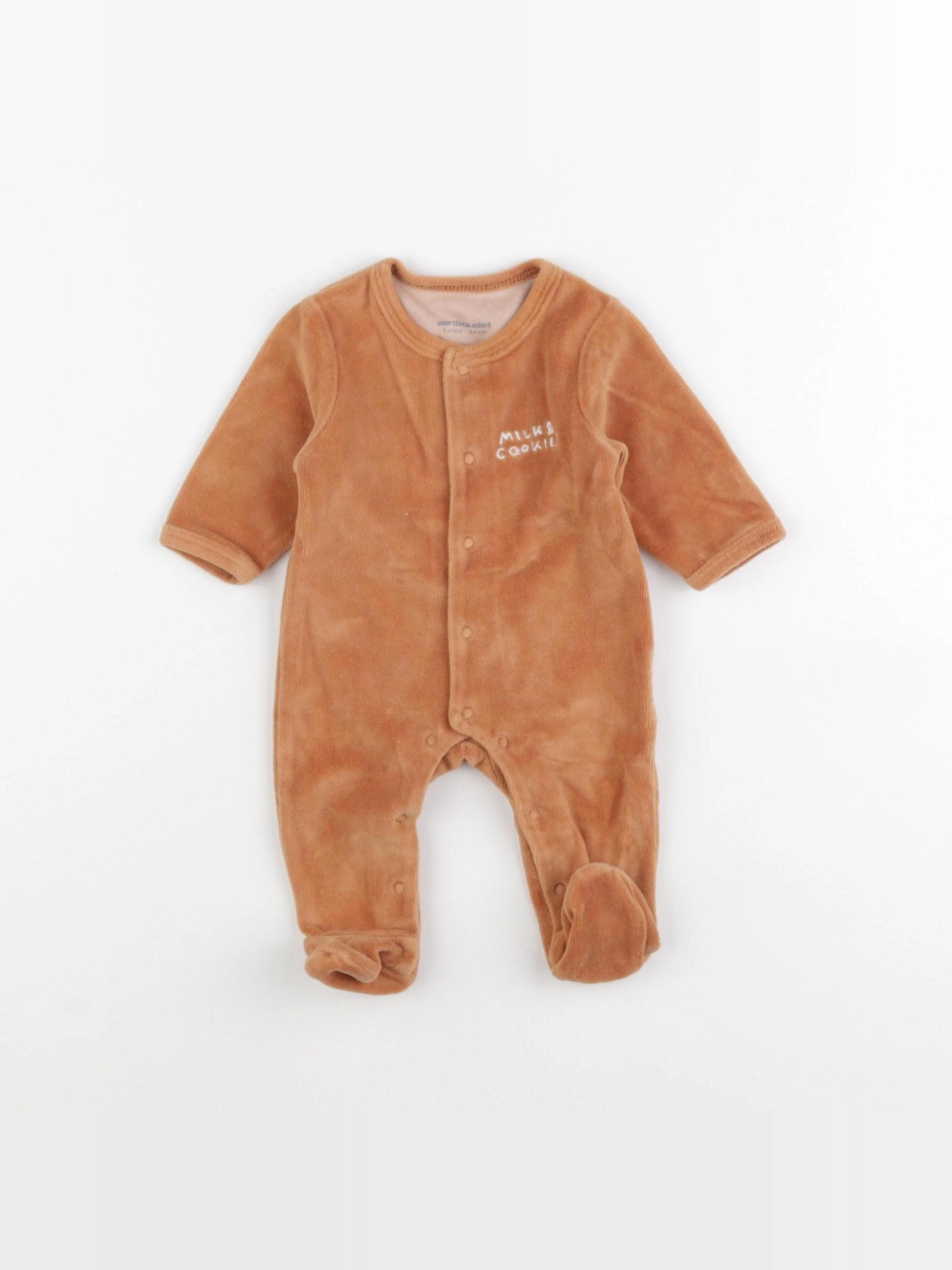Vertbaudet - pyjama velours marron - 1 mois