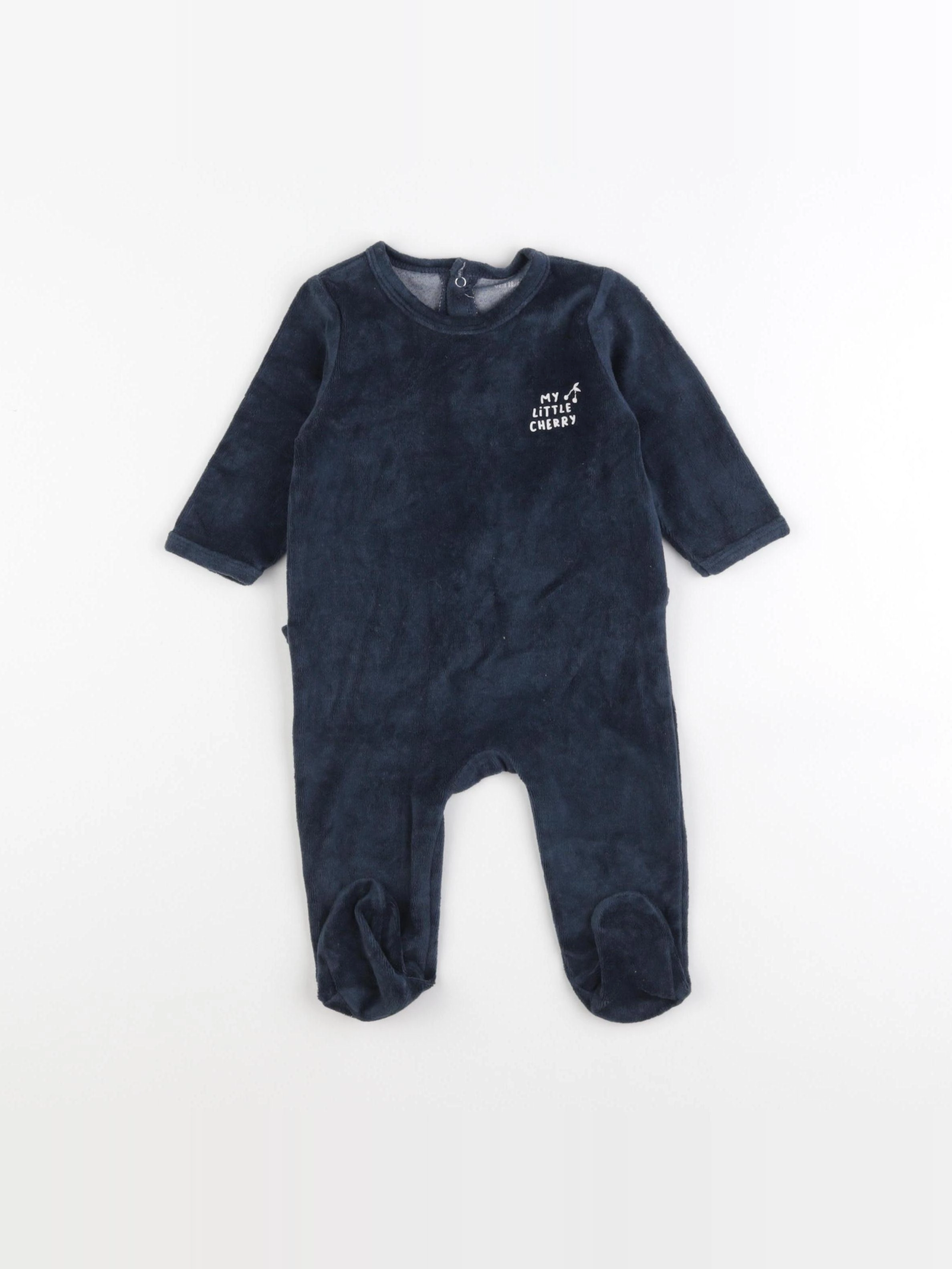 Vertbaudet - pyjama velours bleu - 6 mois