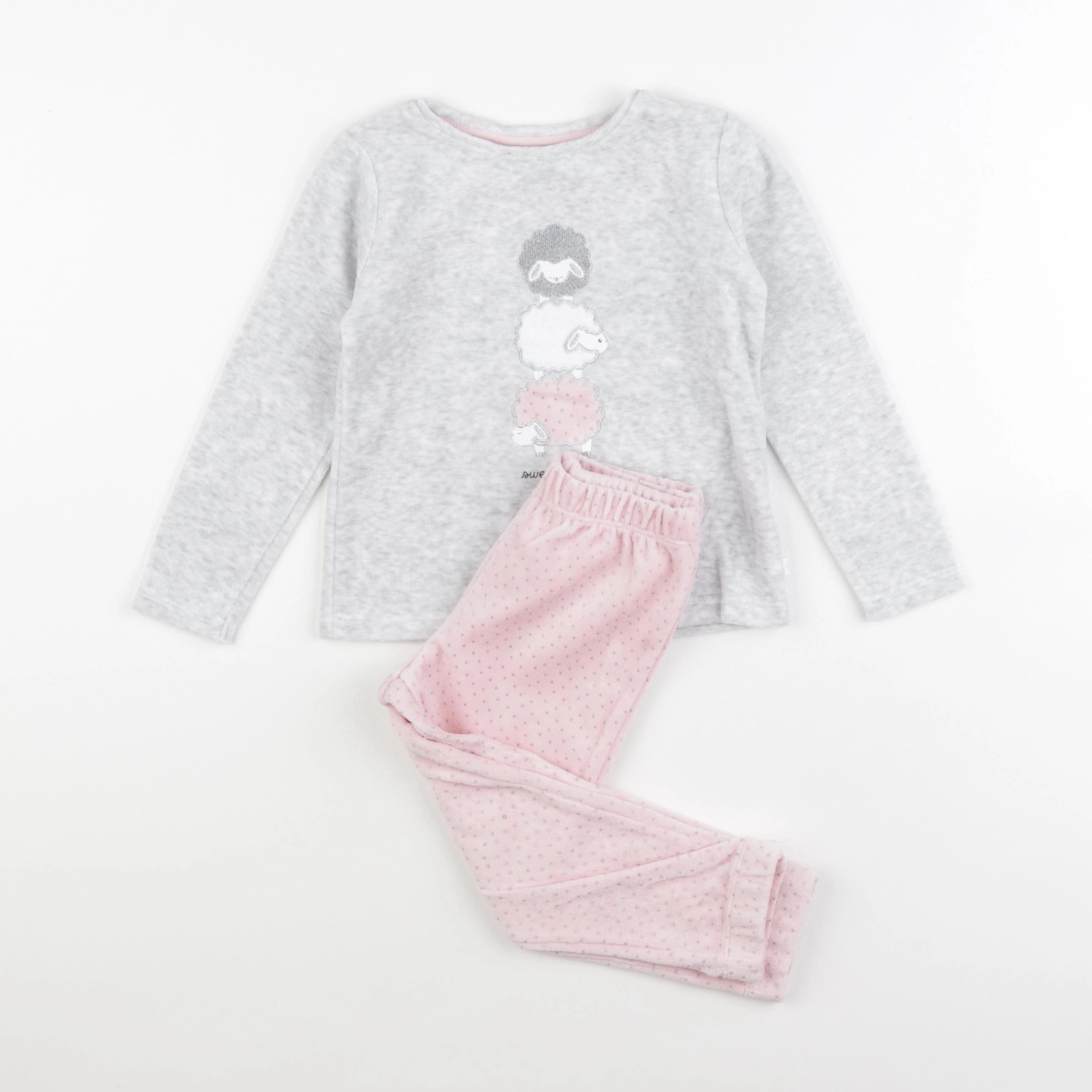 Okaidi - pyjama velours rose - 2 ans