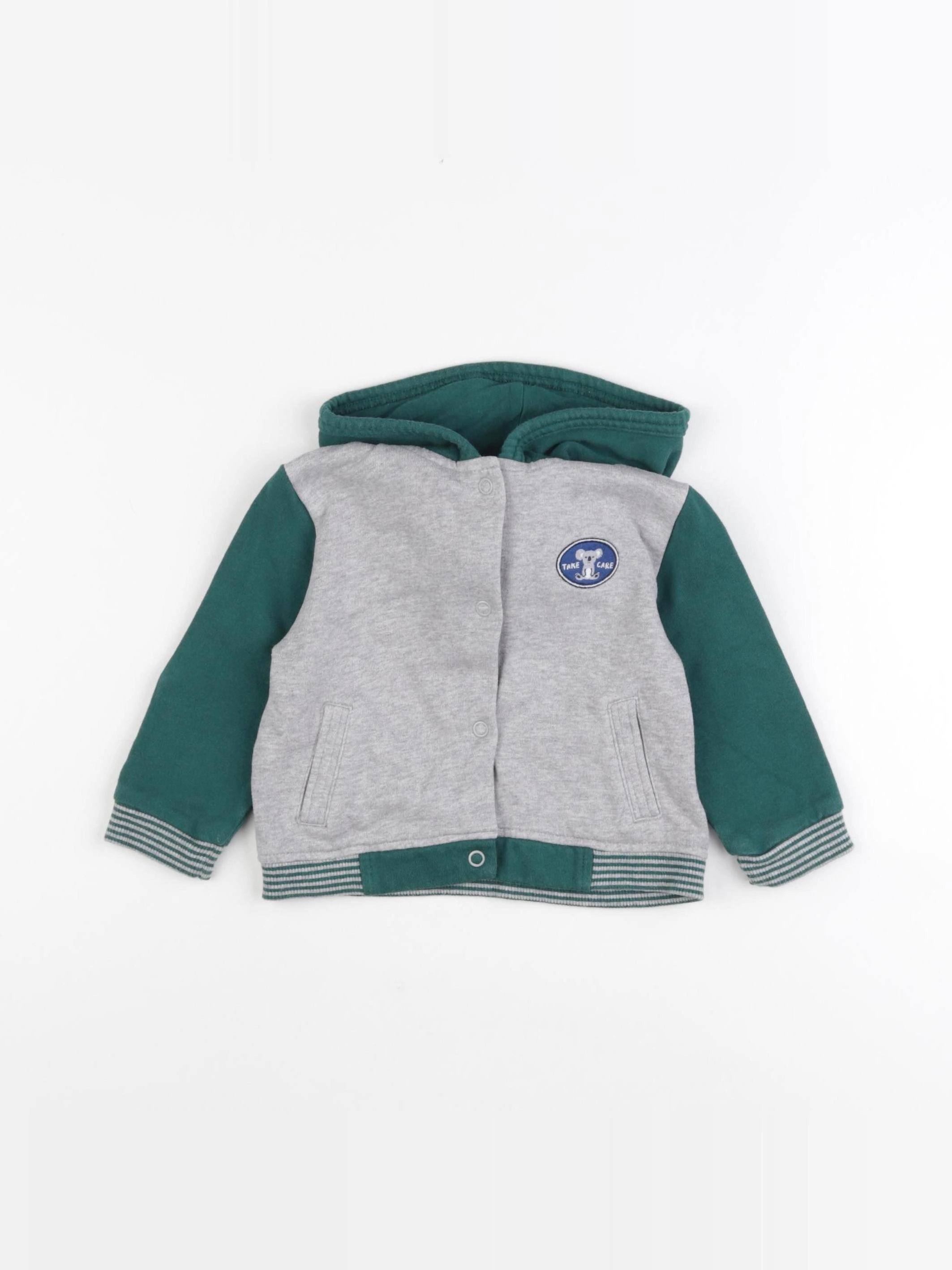 Boutchou - sweat gris, vert - 12 mois