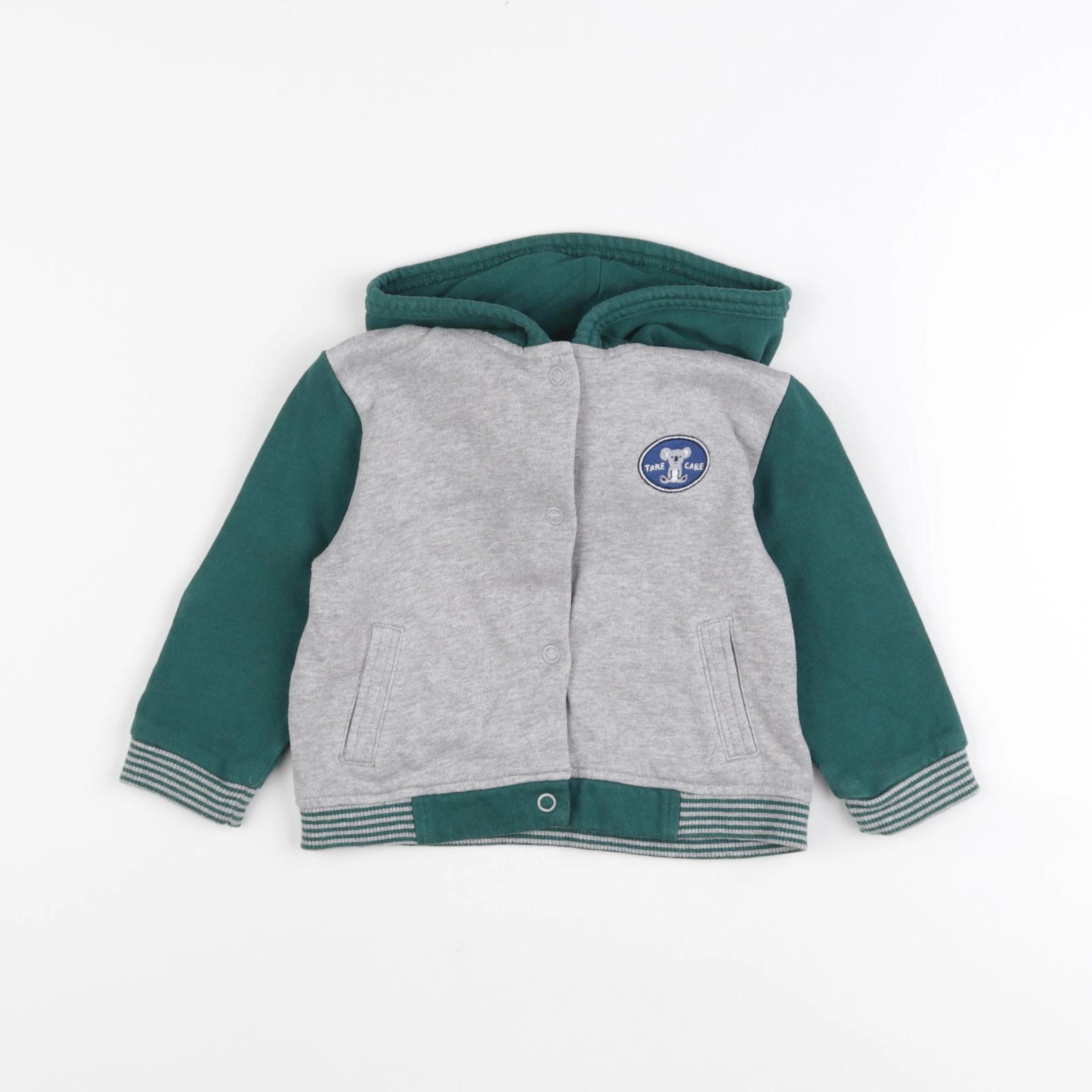 Boutchou - sweat gris, vert - 12 mois