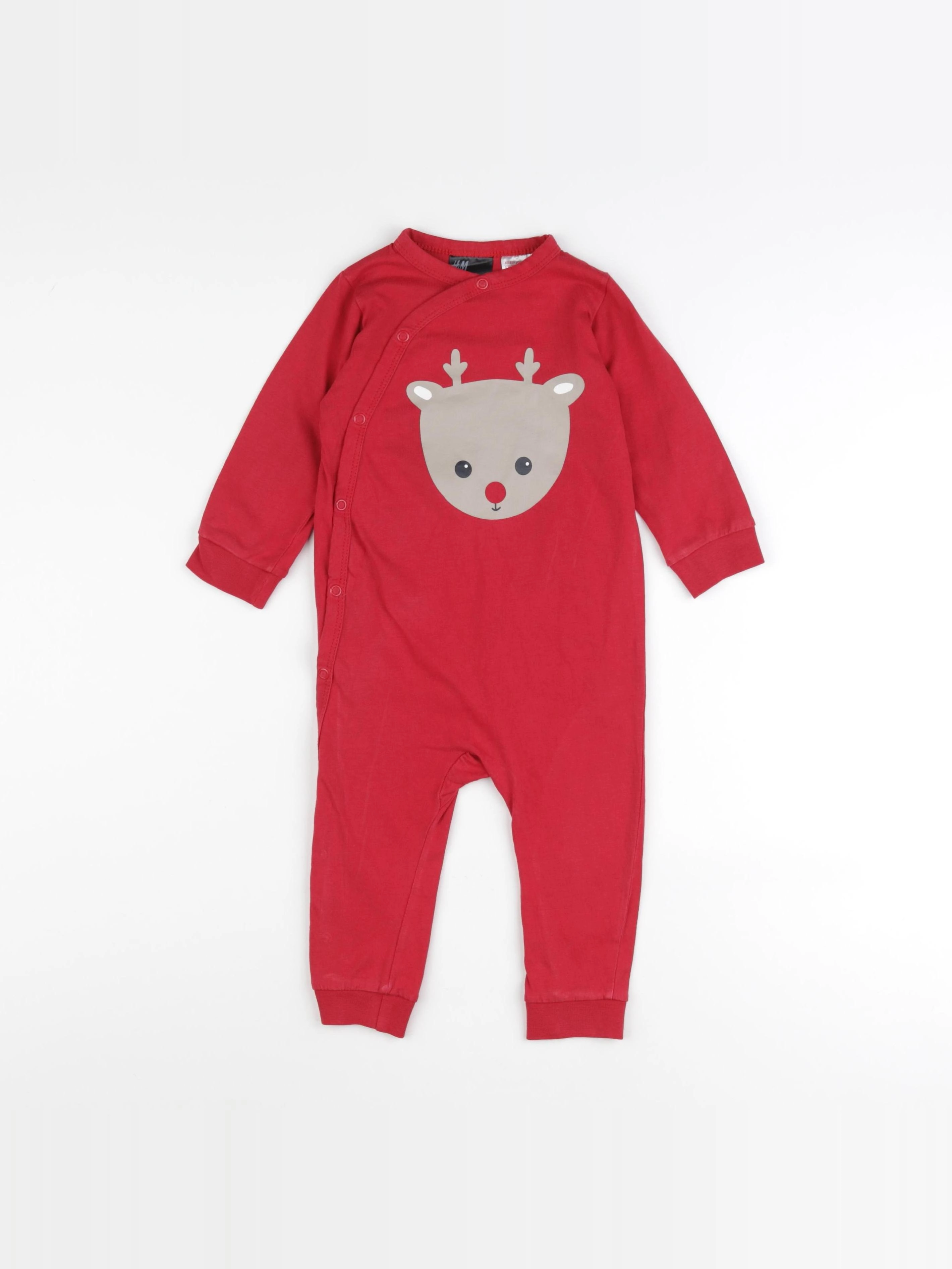 H&M - pyjama coton rouge - 9/12 mois