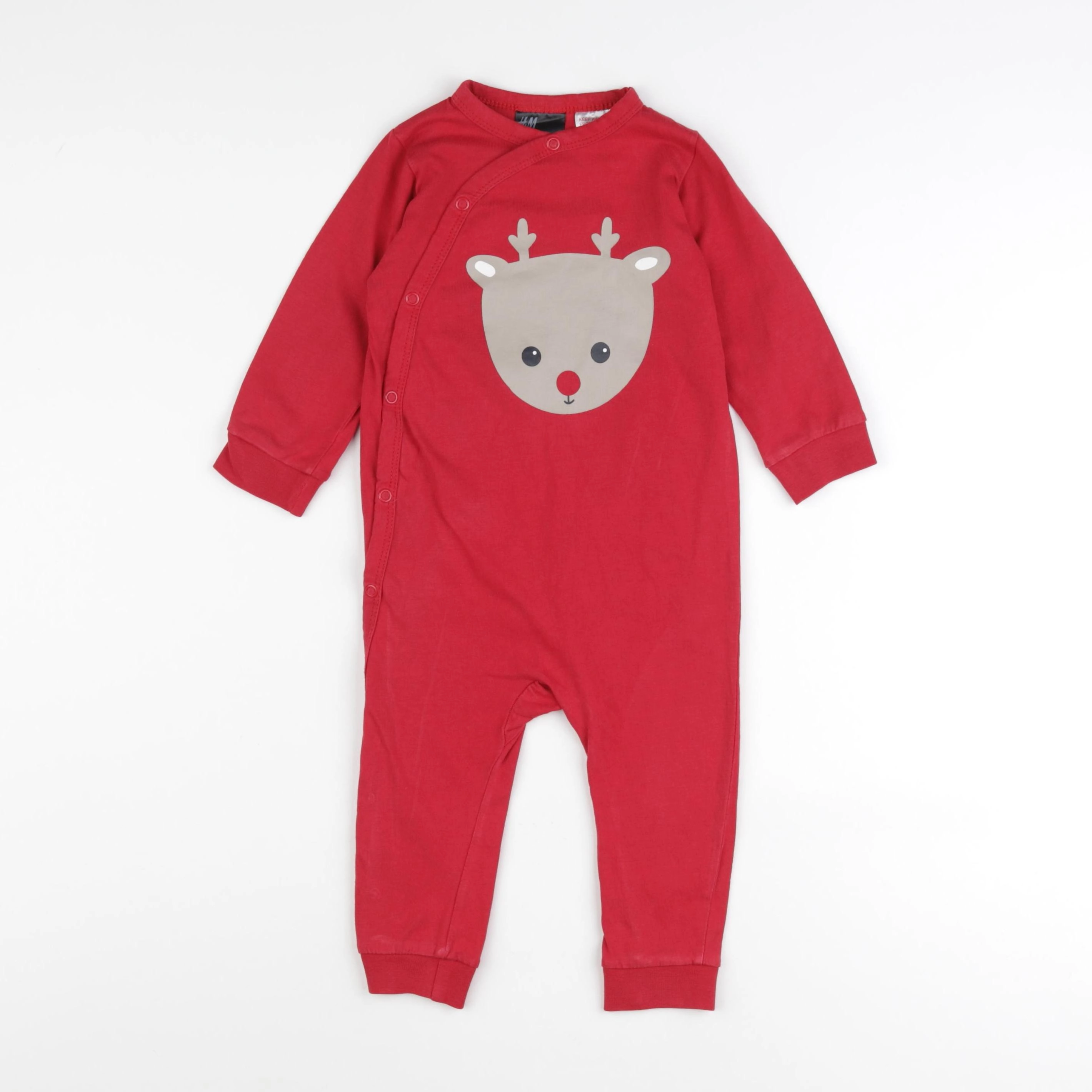 H&M - pyjama coton rouge - 9/12 mois