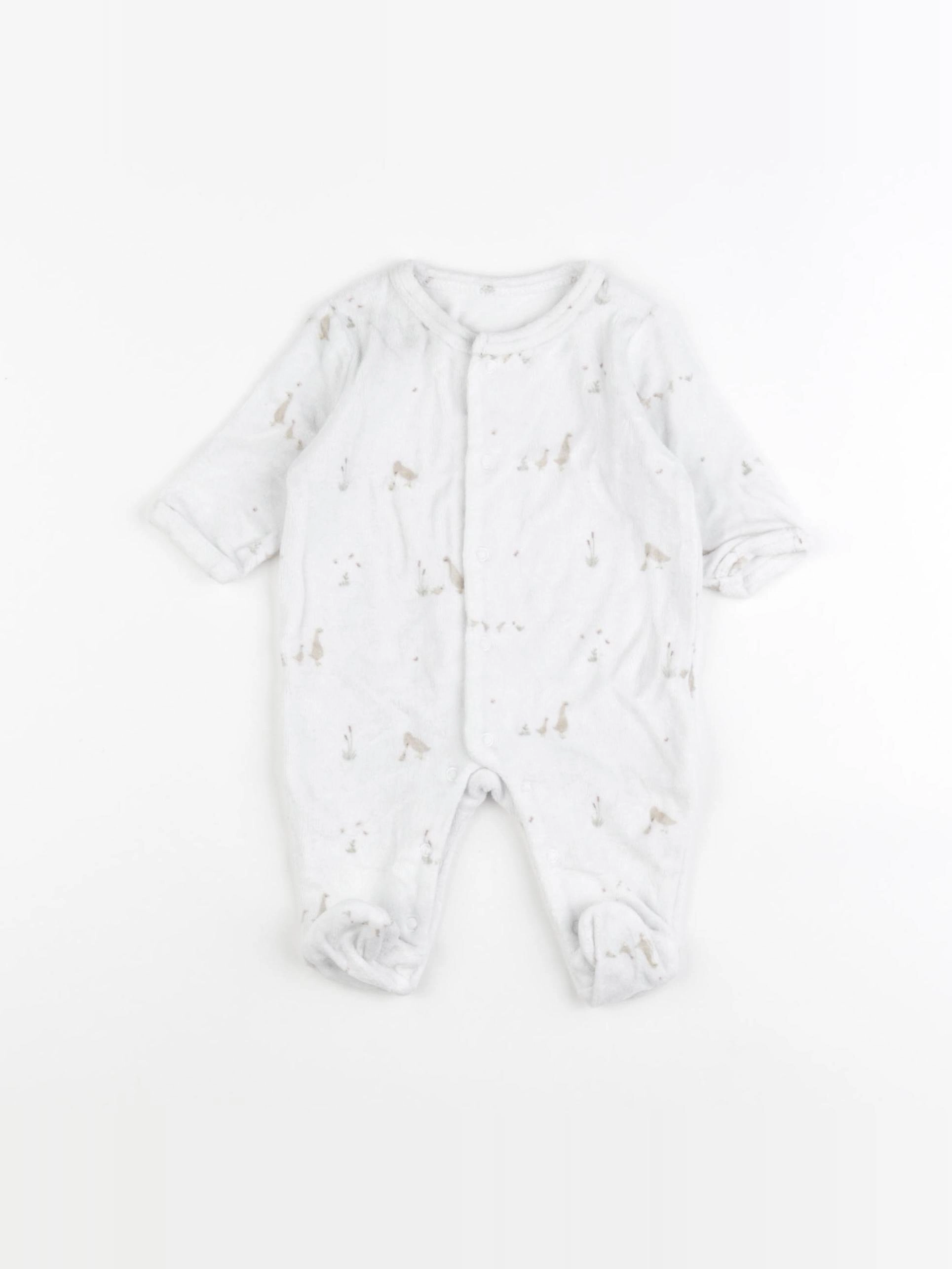 Vertbaudet - pyjama velours blanc - 1 mois