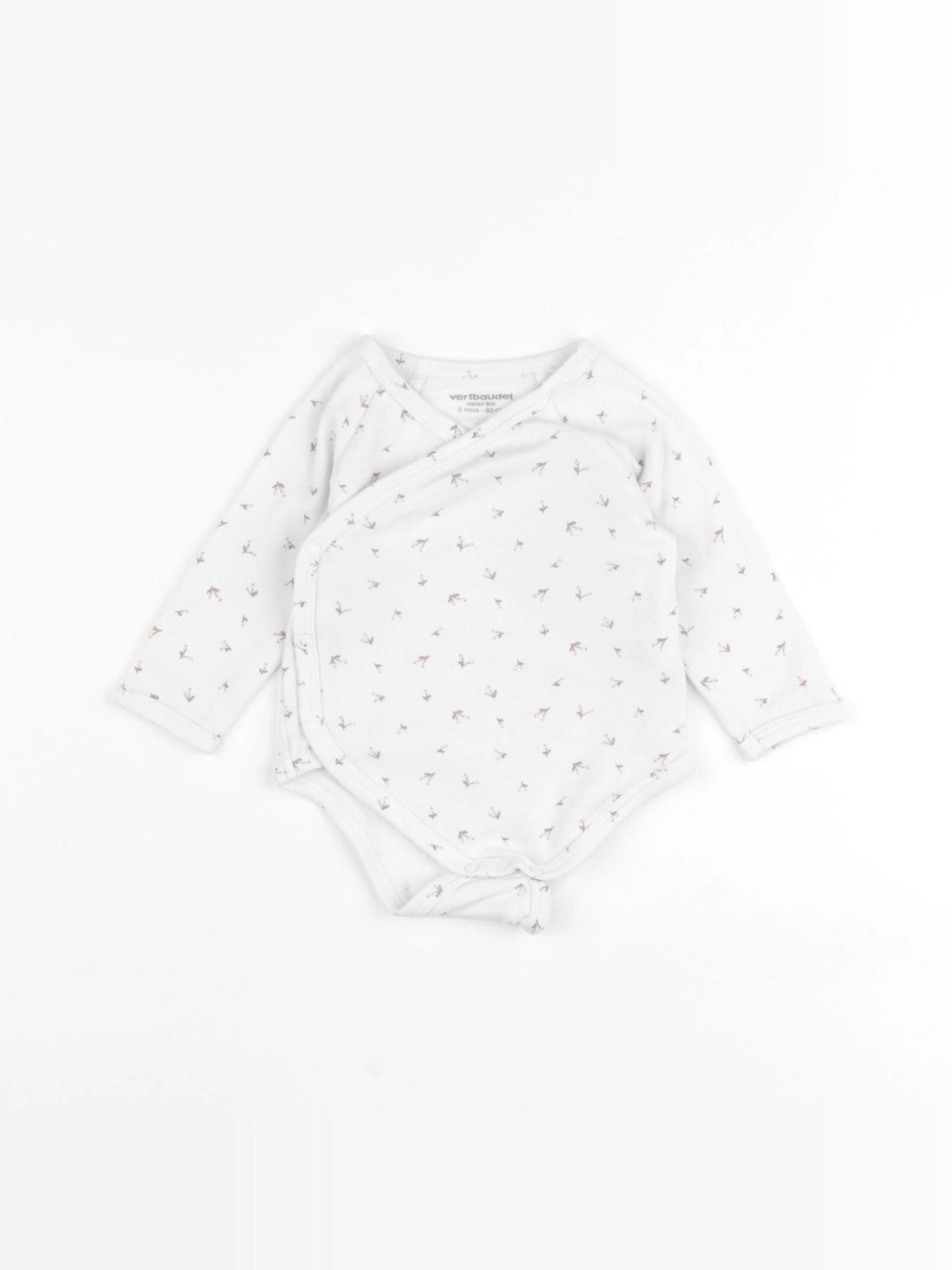 Vertbaudet - body blanc, rose - 3 mois