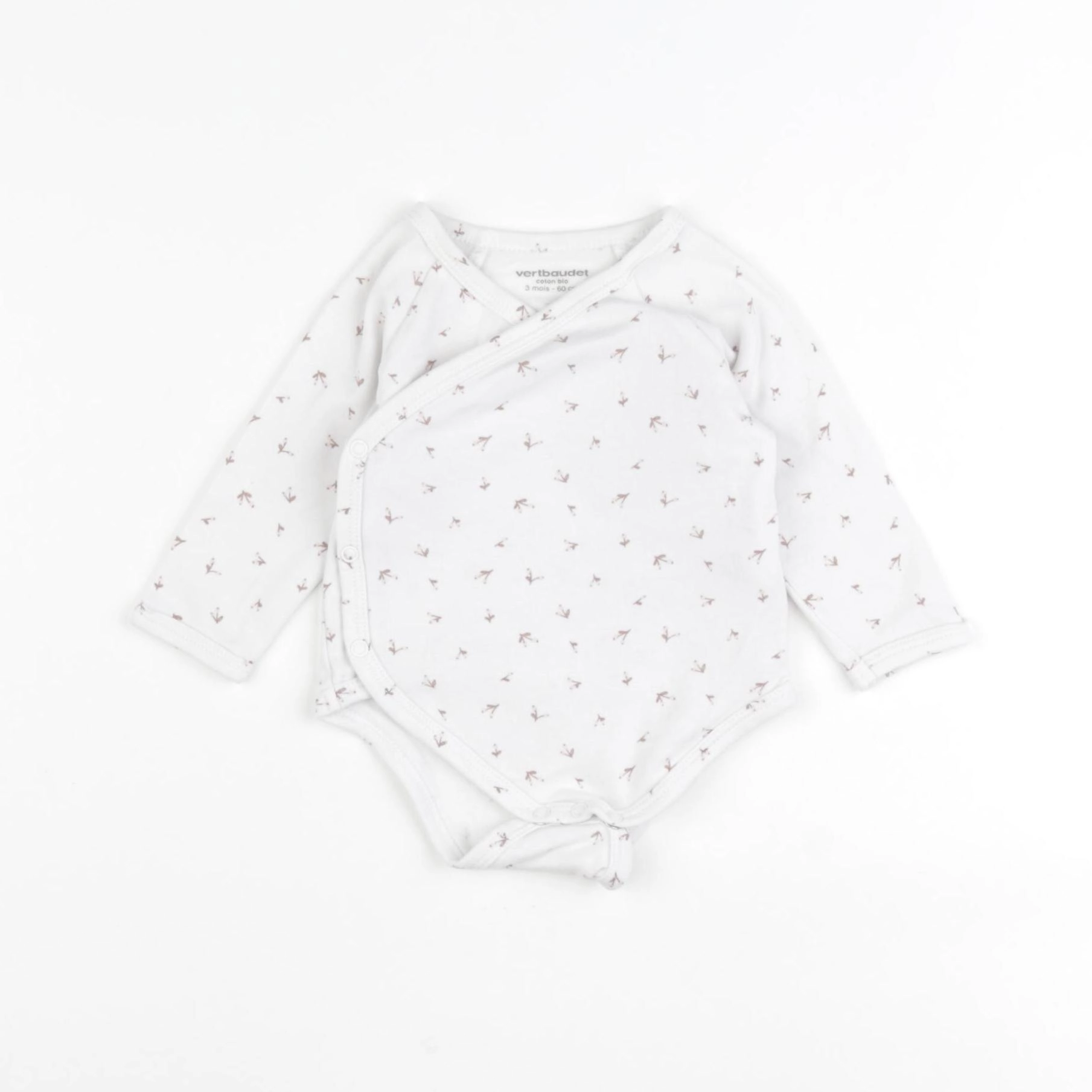 Vertbaudet - body blanc, rose - 3 mois