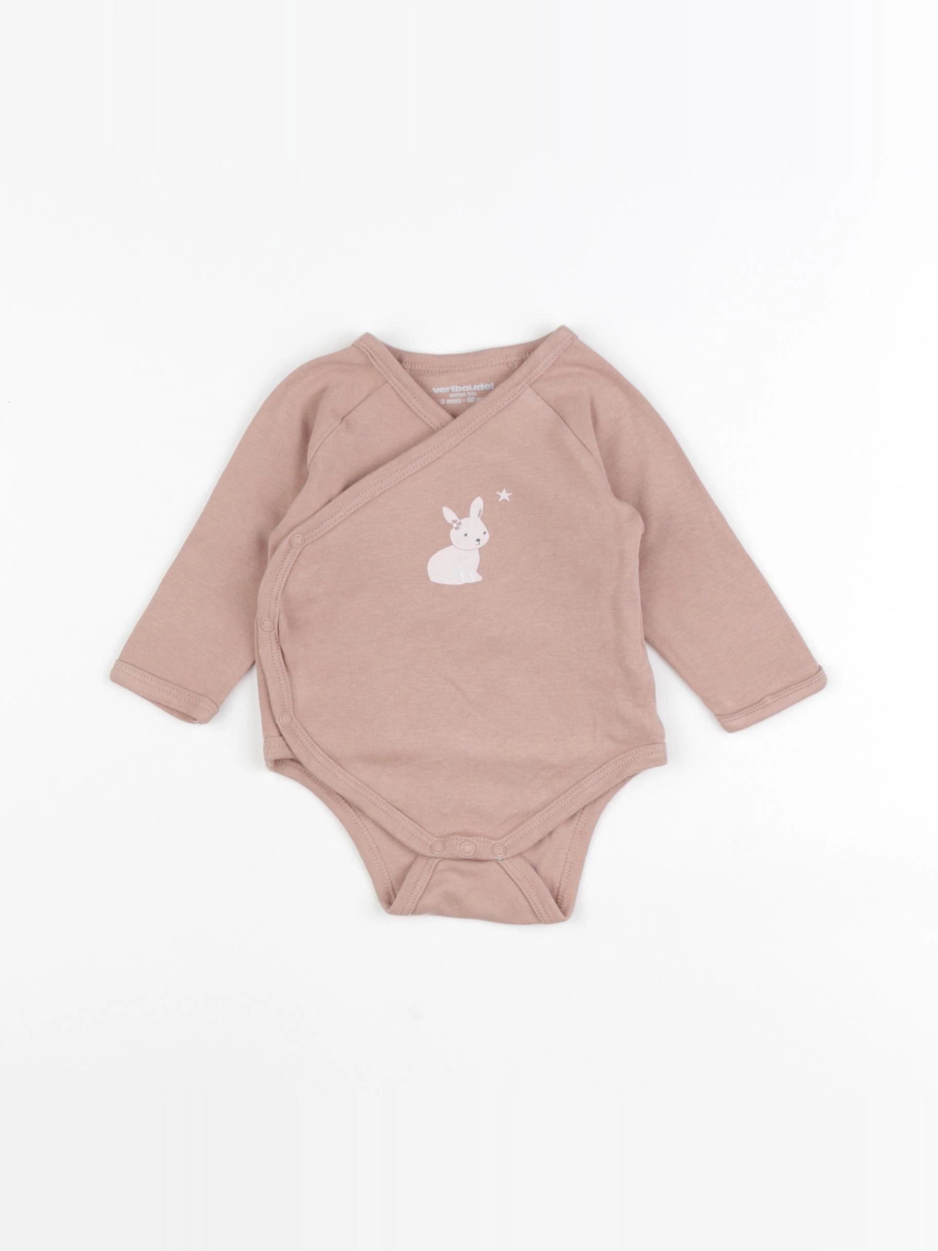 Vertbaudet - body marron, rose - 3 mois