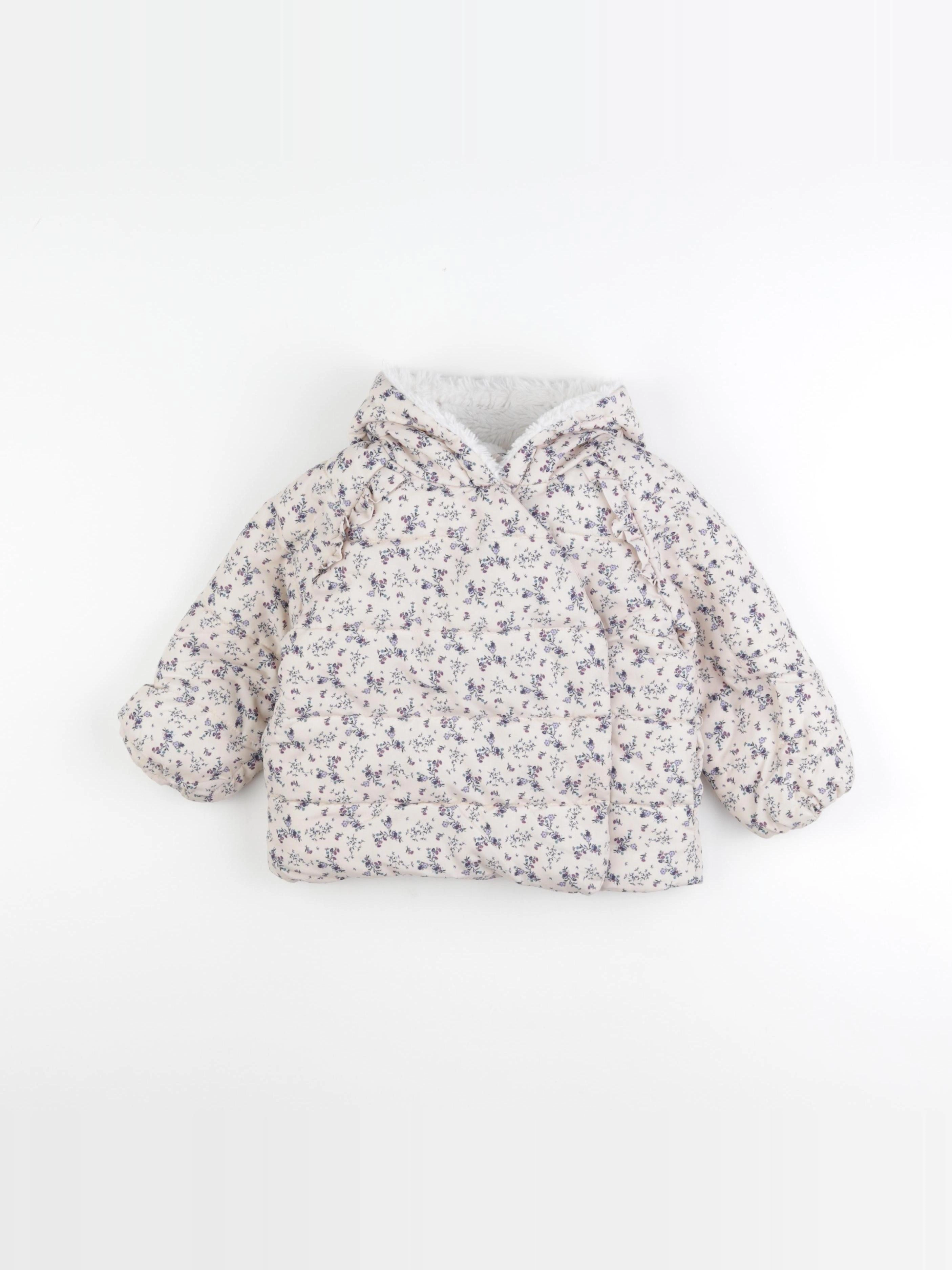 Vertbaudet - doudoune beige, violet - 2 ans