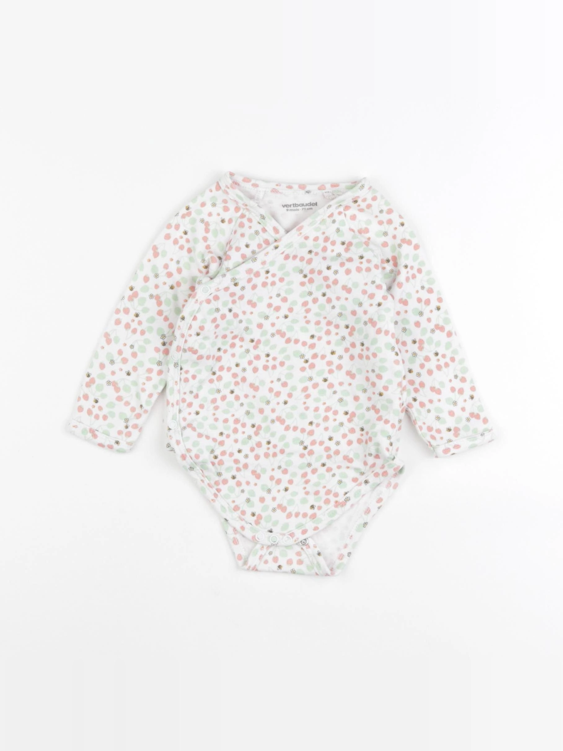 Vertbaudet - body rose, vert - 9 mois
