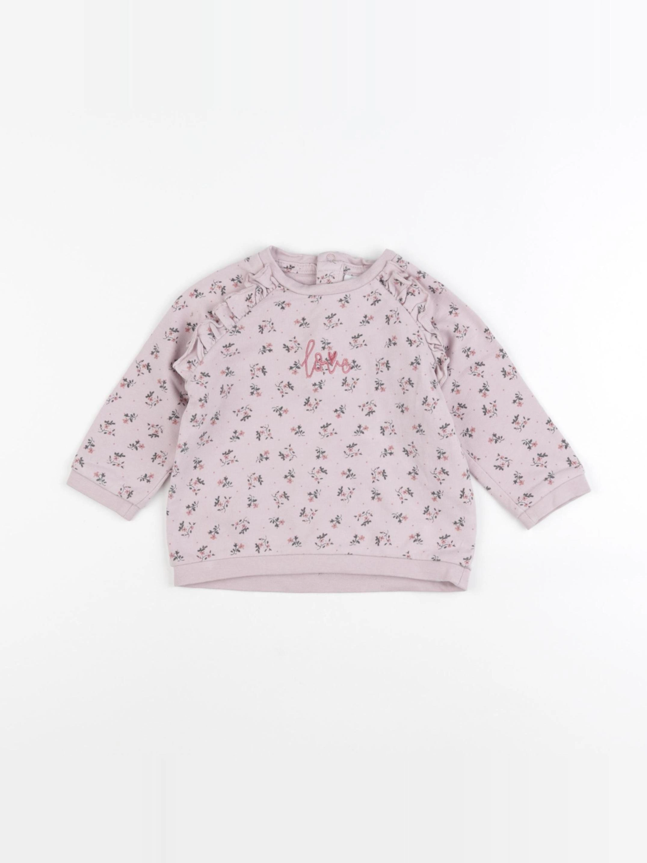 Vertbaudet - sweat rose - 9 mois