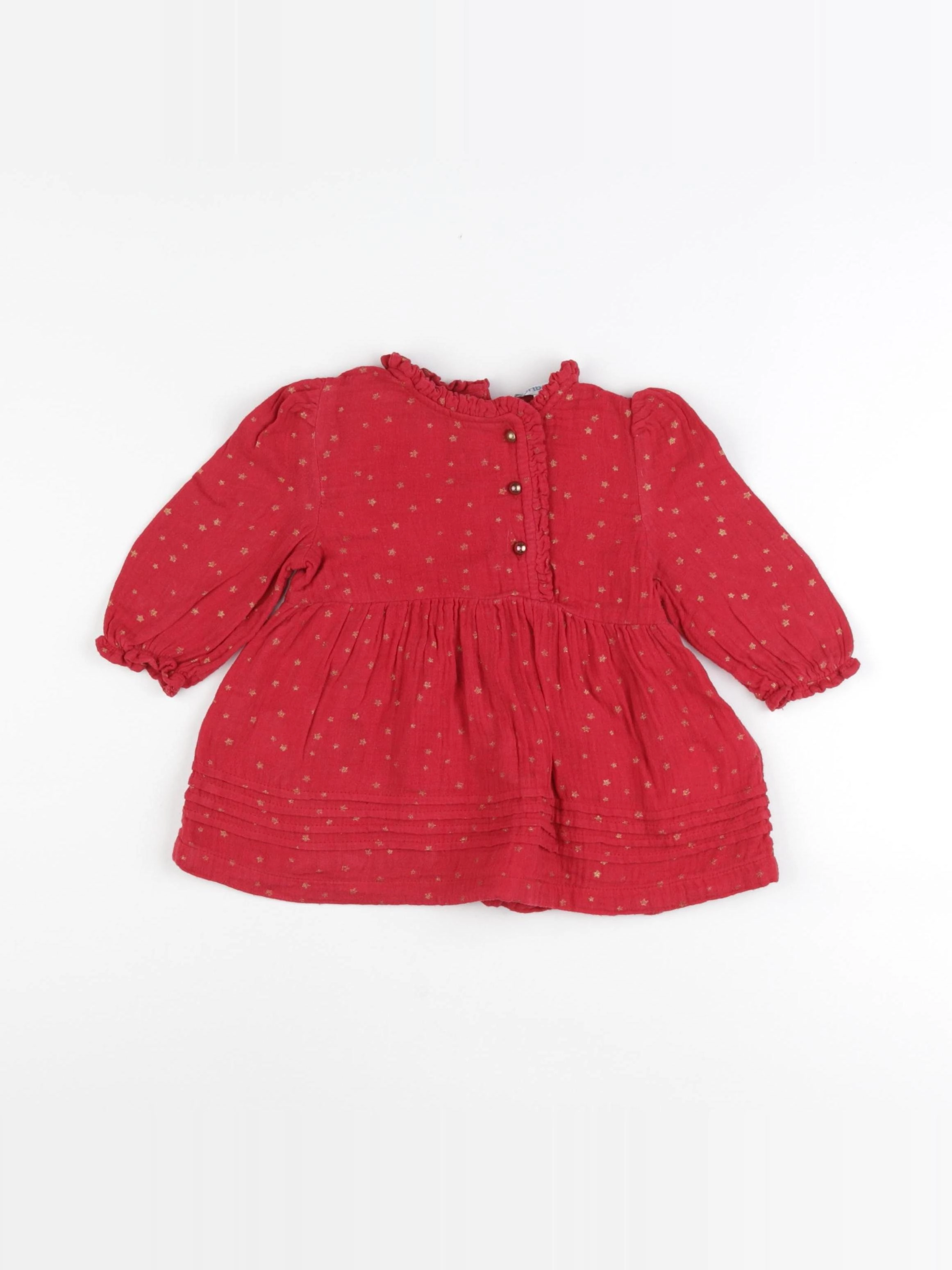 Vertbaudet - robe rouge, or - 6 mois