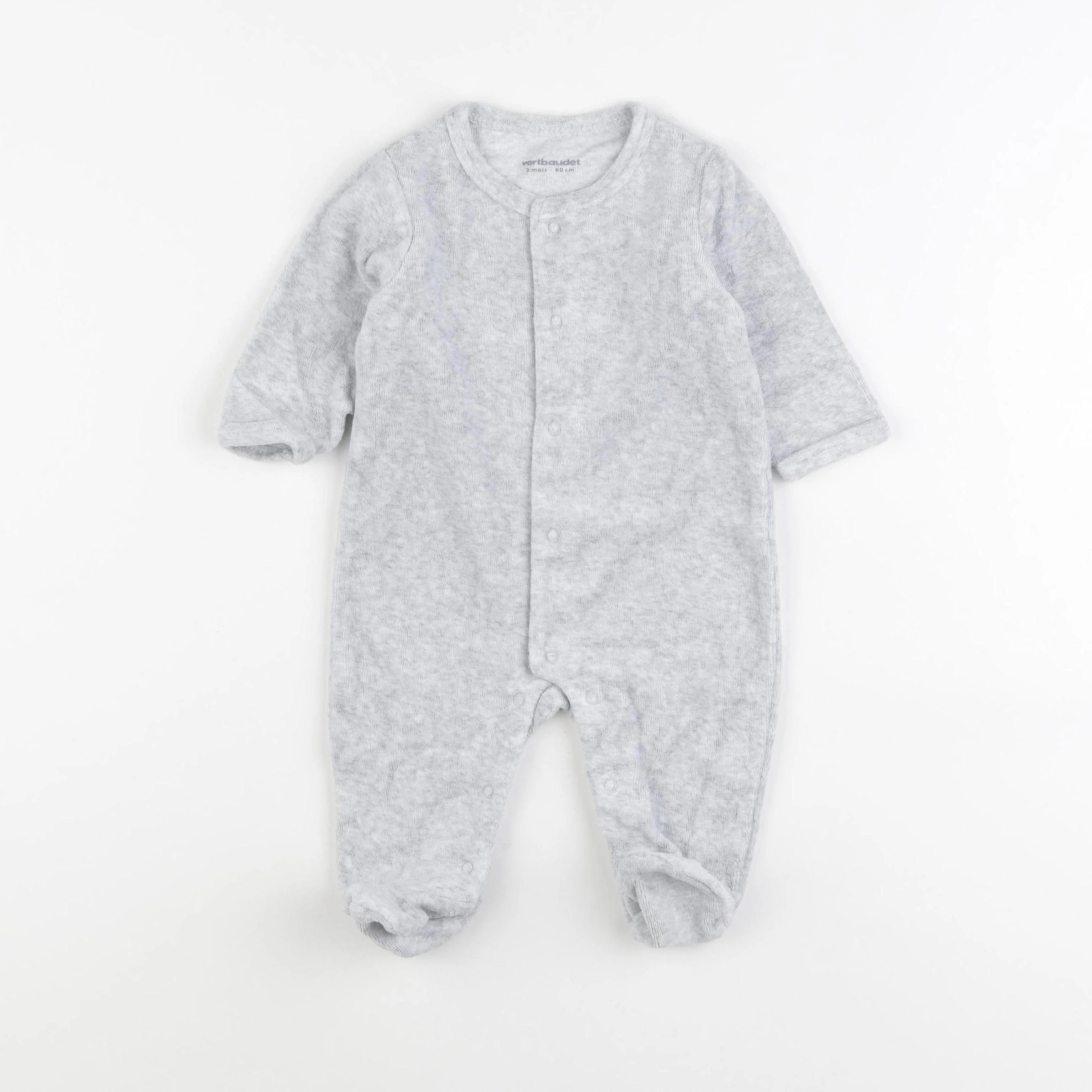 Vertbaudet - pyjama velours gris - 1 mois