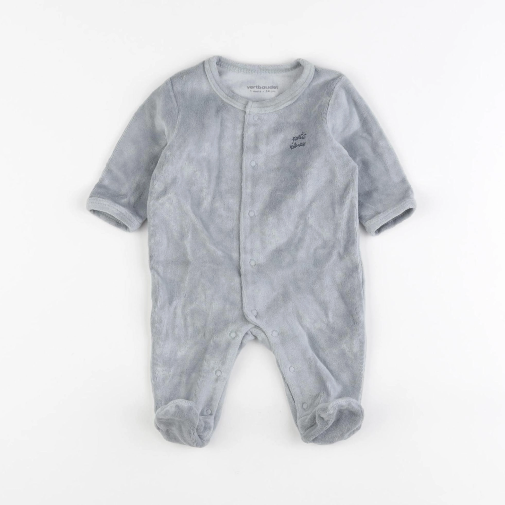 Vertbaudet - pyjama velours bleu - 1 mois