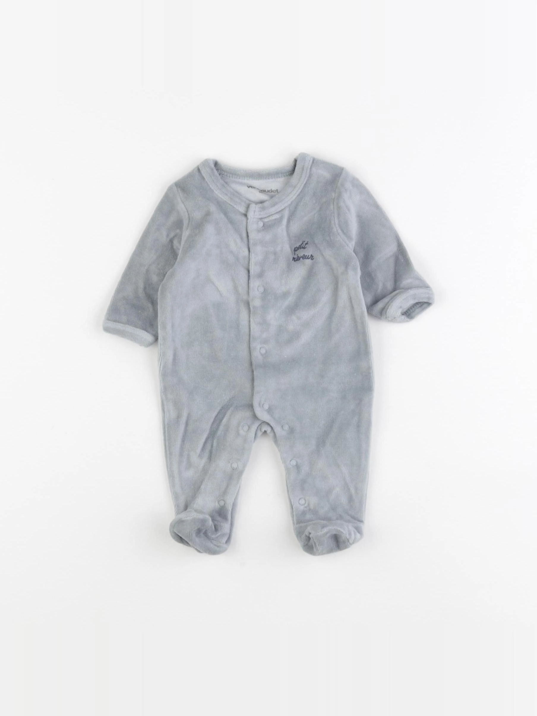 Vertbaudet - pyjama velours bleu - 3 mois