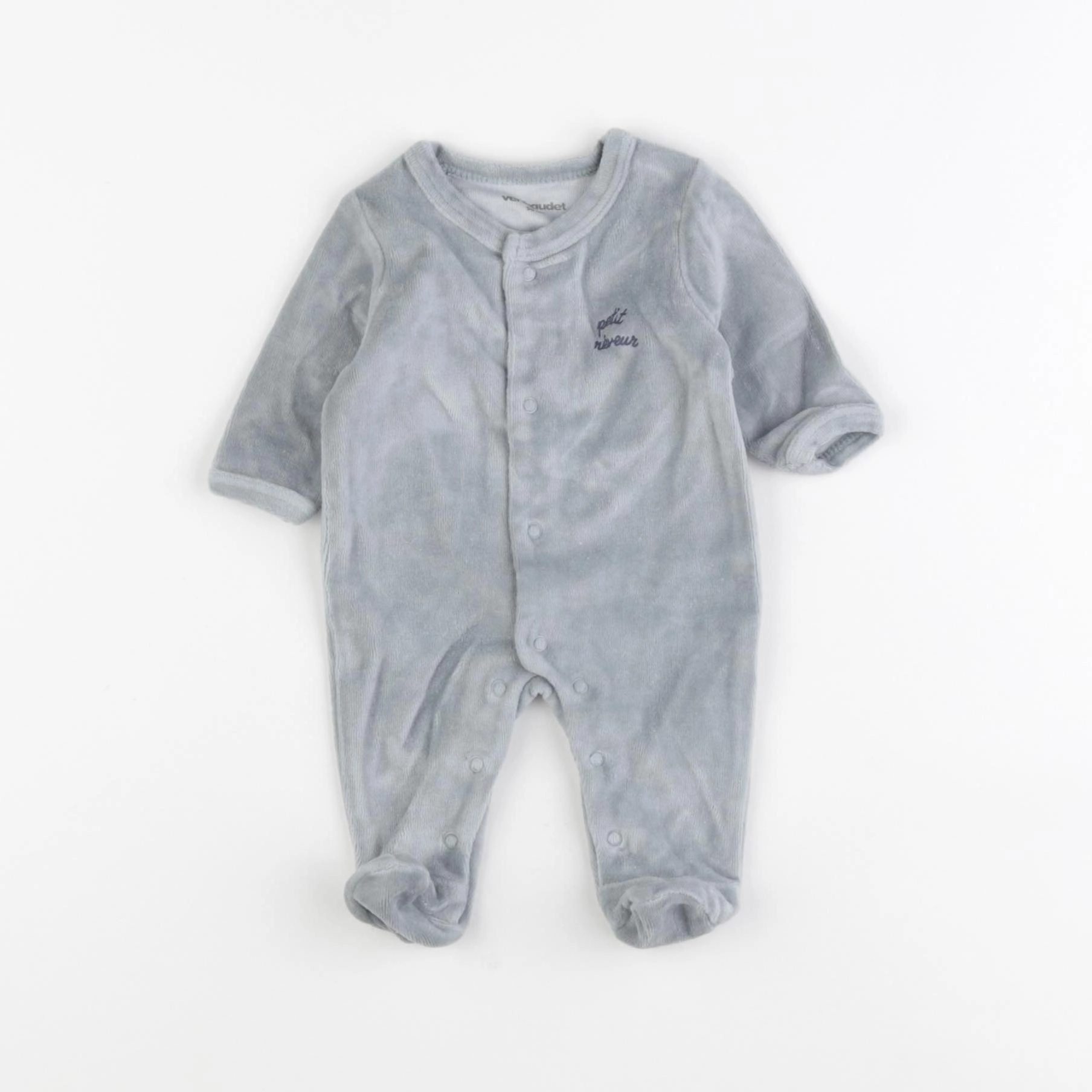Vertbaudet - pyjama velours bleu - 3 mois