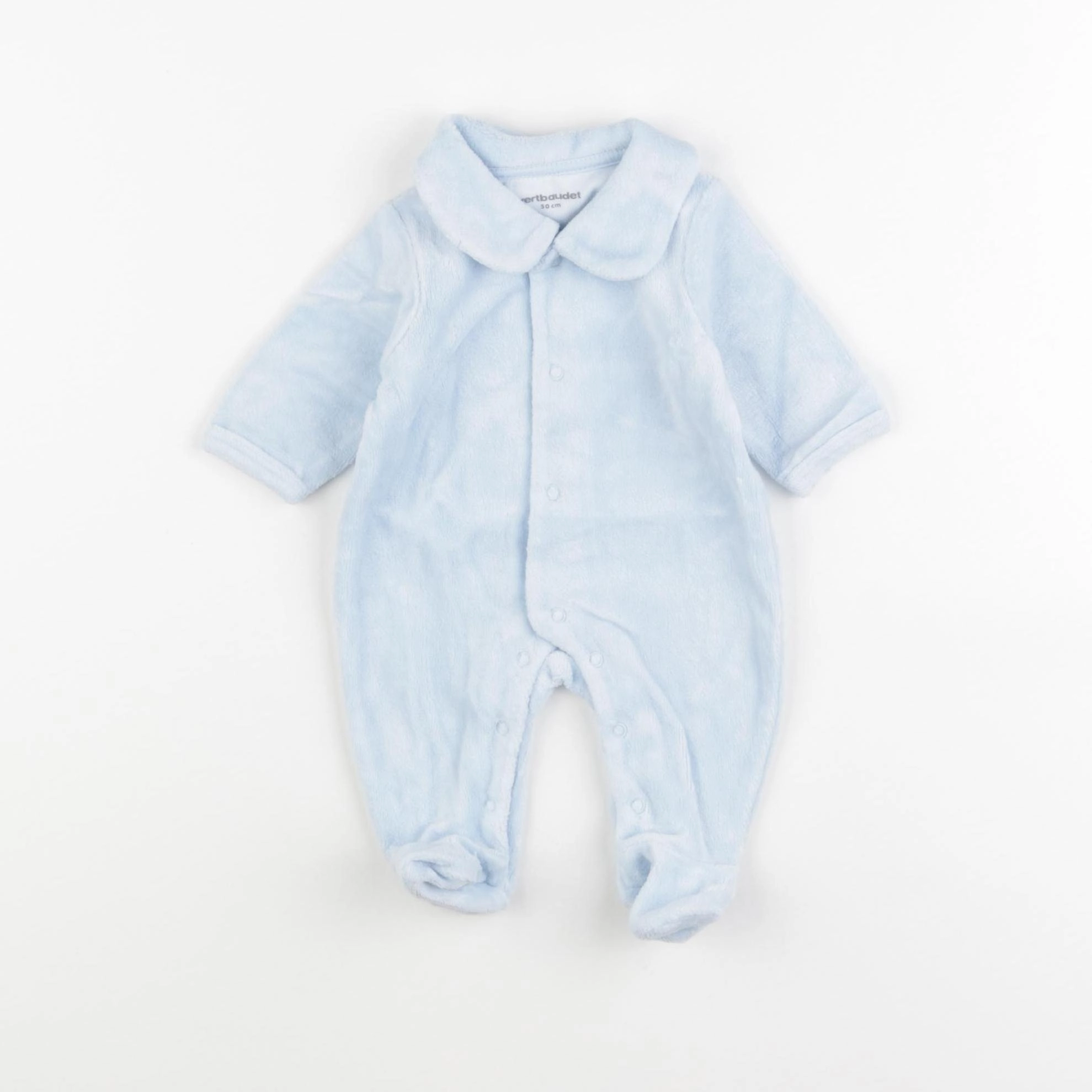 Vertbaudet - pyjama velours bleu - 0 mois