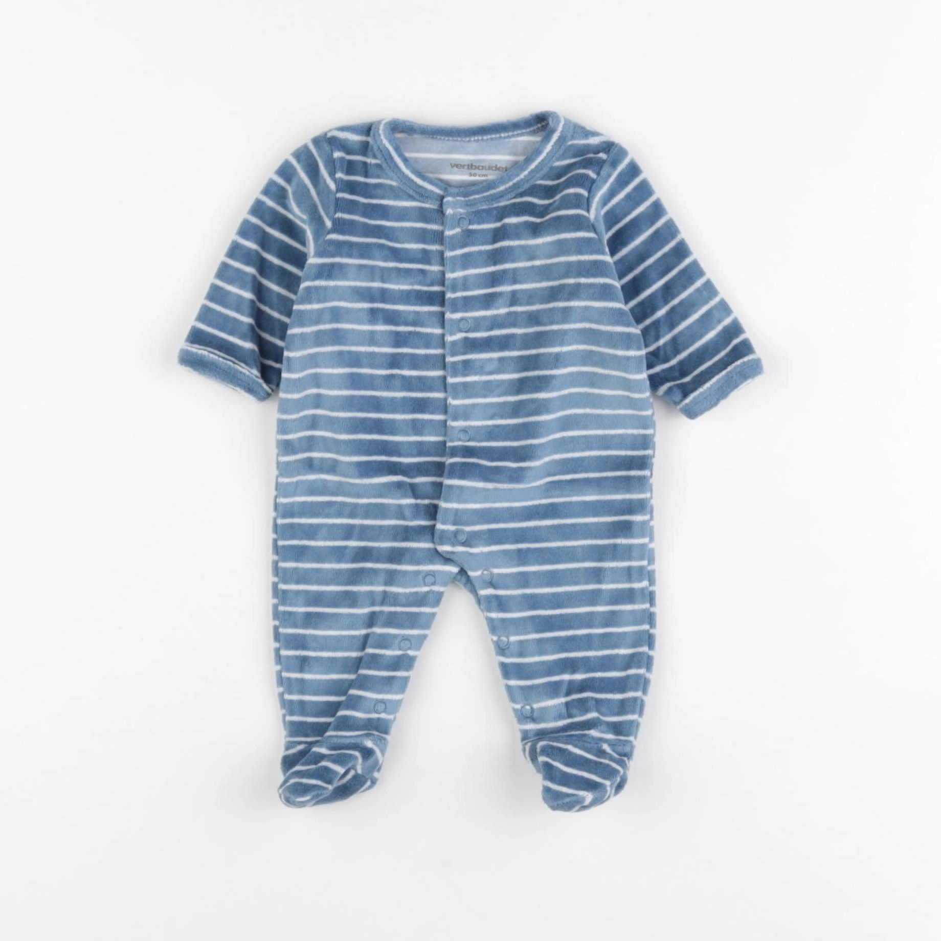 Vertbaudet - pyjama velours bleu - 0 mois