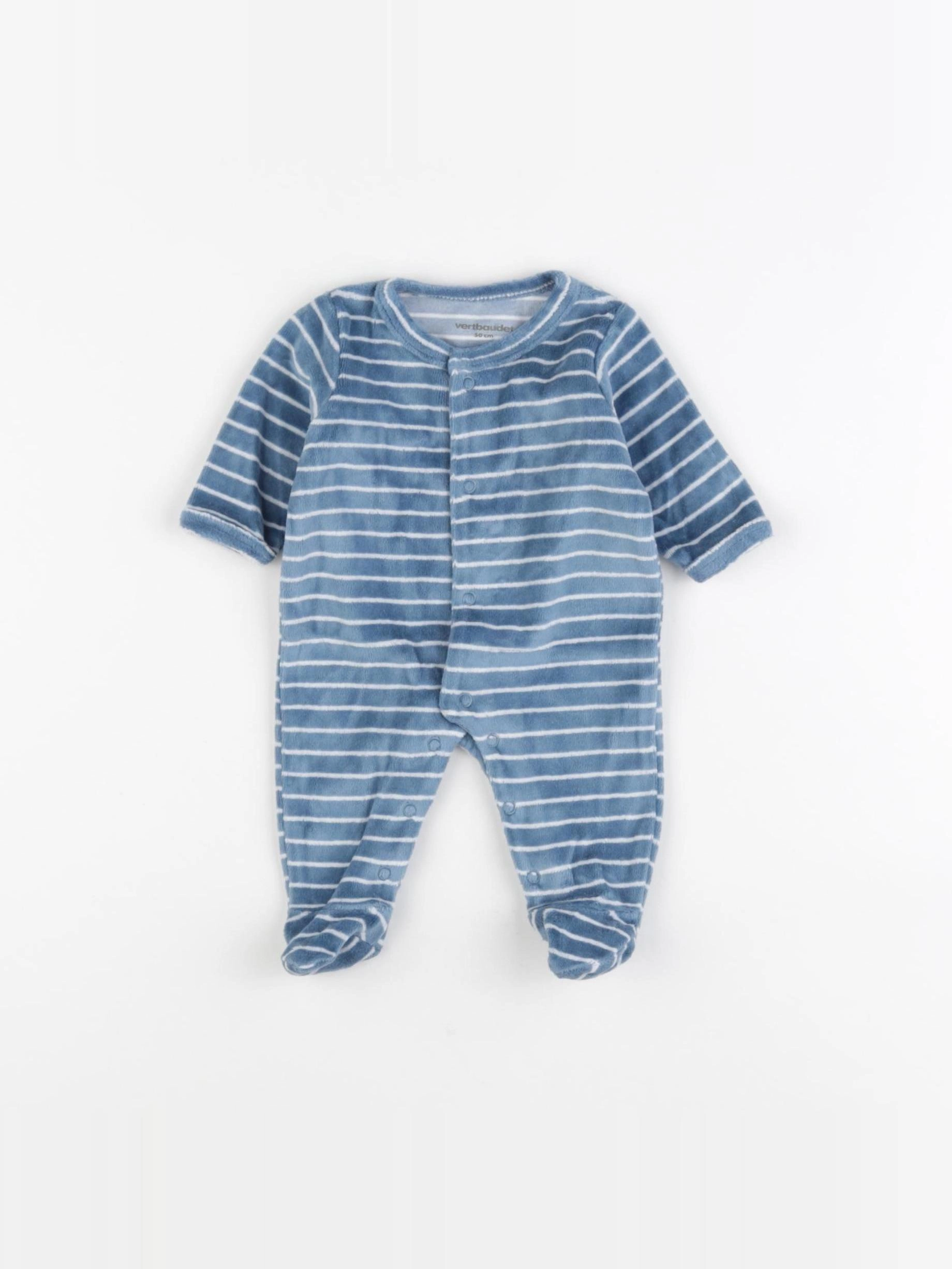 Vertbaudet - pyjama velours bleu - 3 mois