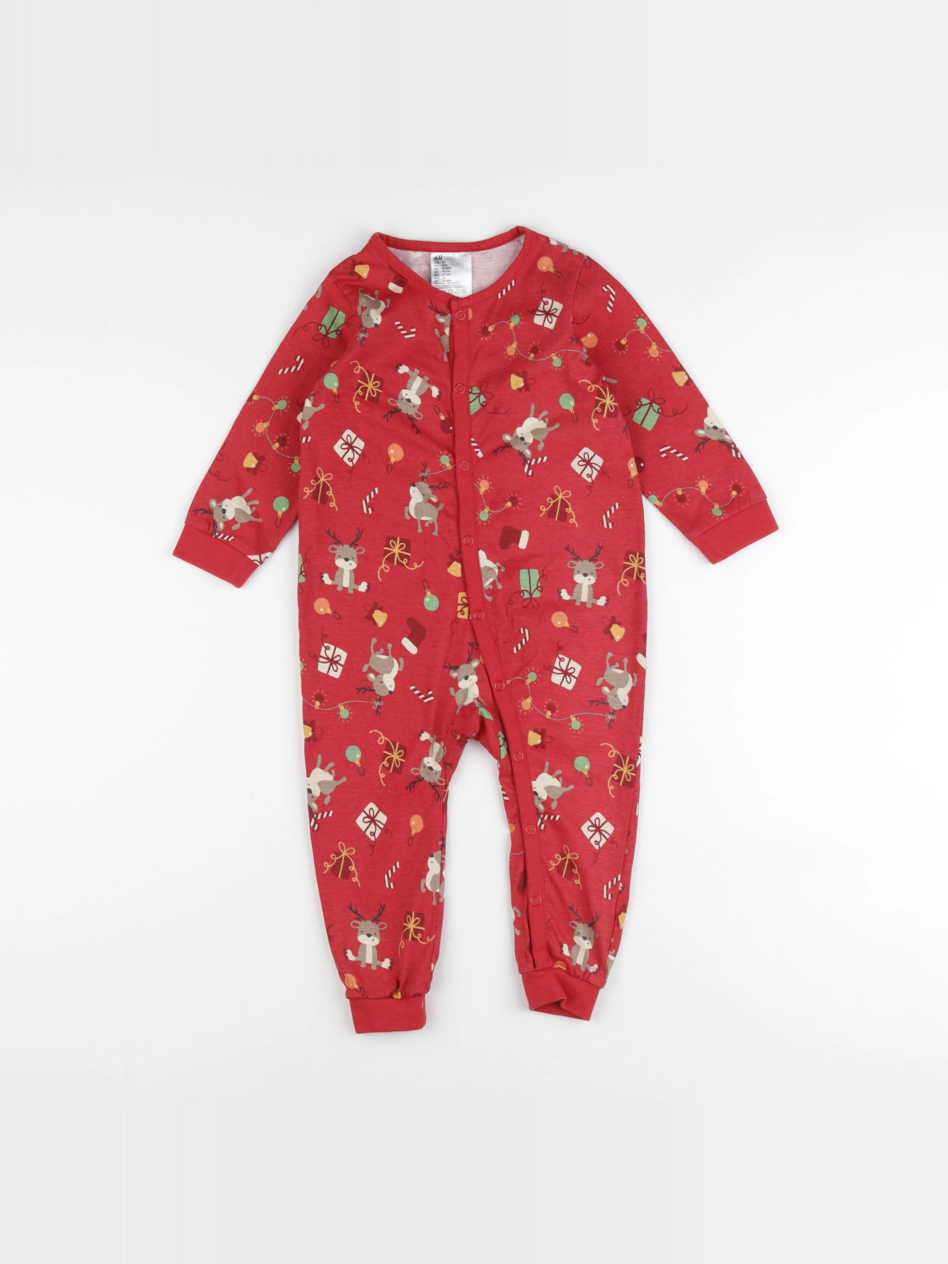 H&M - pyjama coton rouge - 12/18 mois