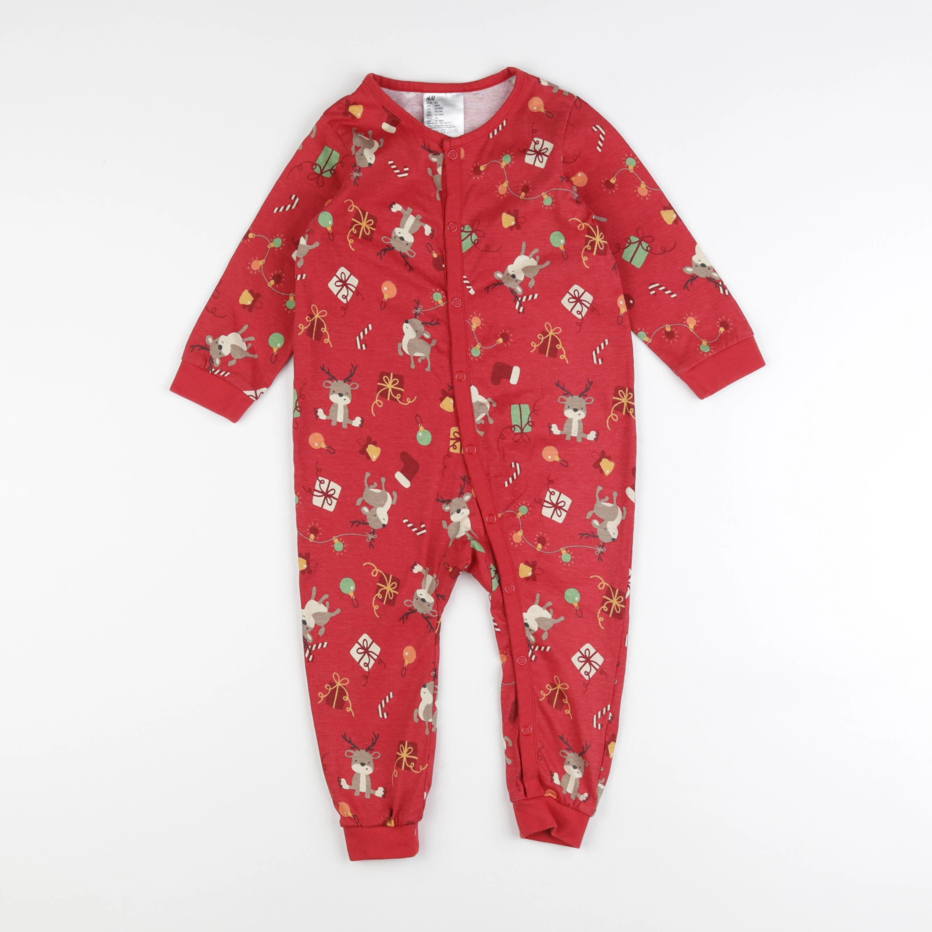 H&M - pyjama coton rouge - 12/18 mois