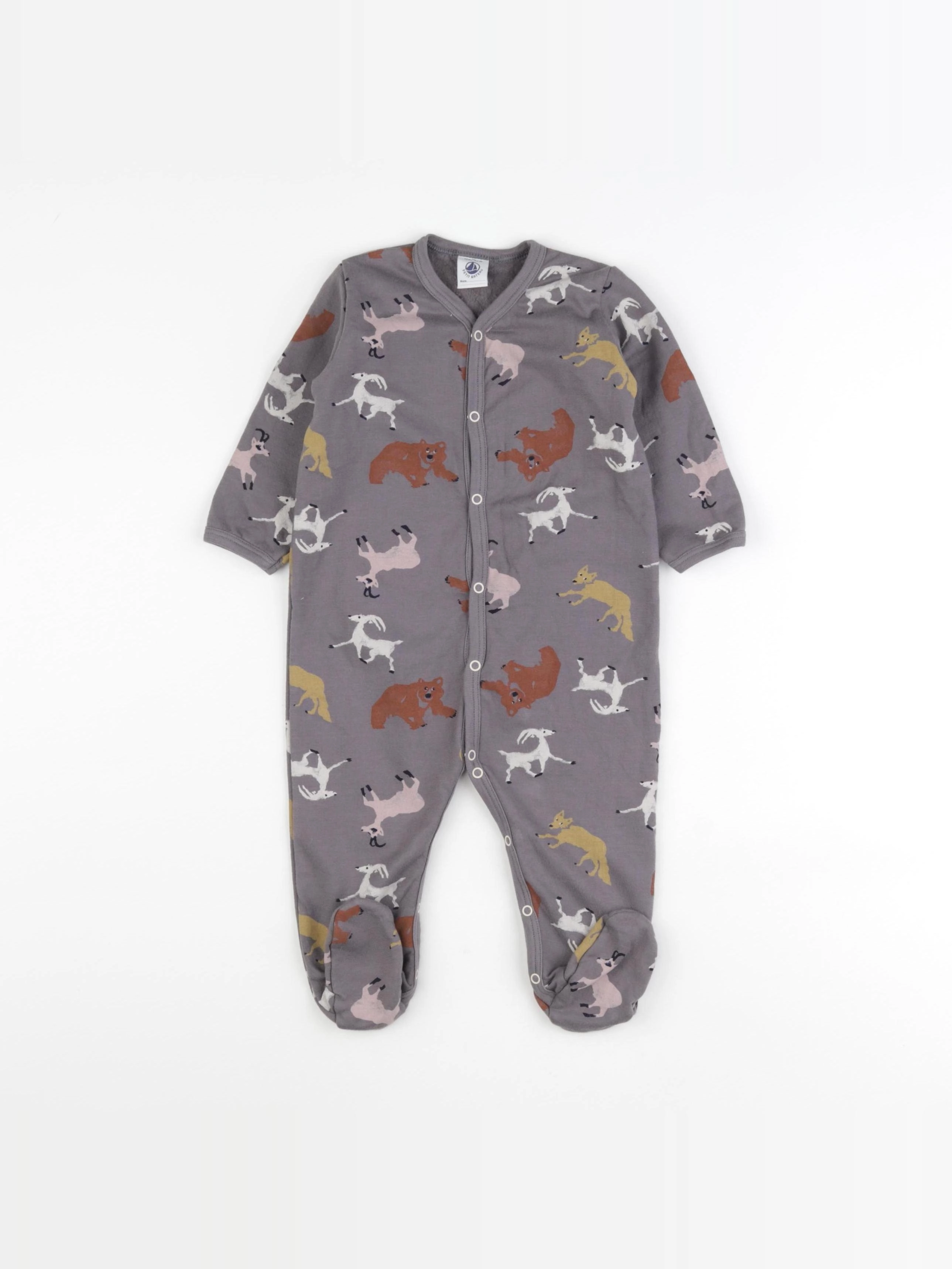 Petit Bateau - pyjama coton gris - 12 mois