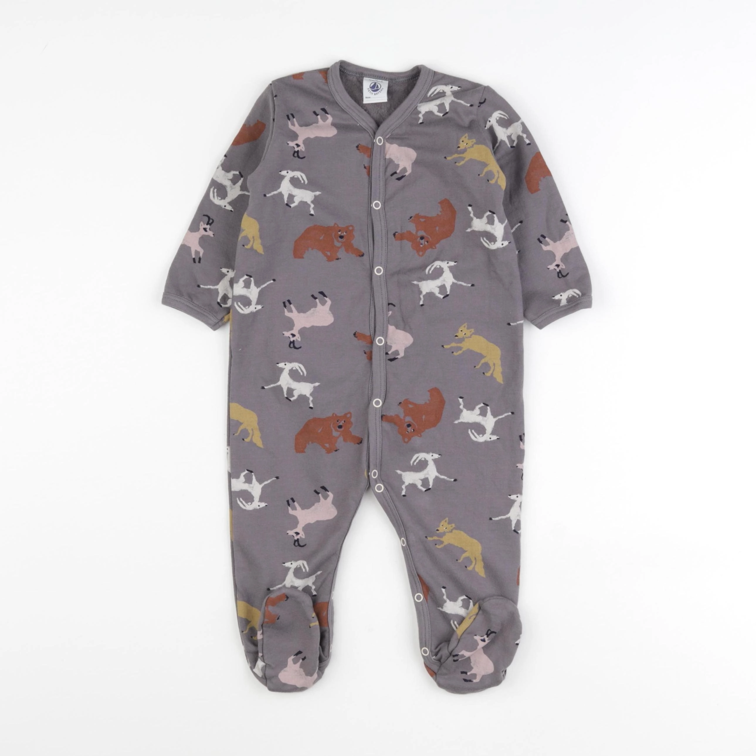 Petit Bateau - pyjama coton gris - 12 mois
