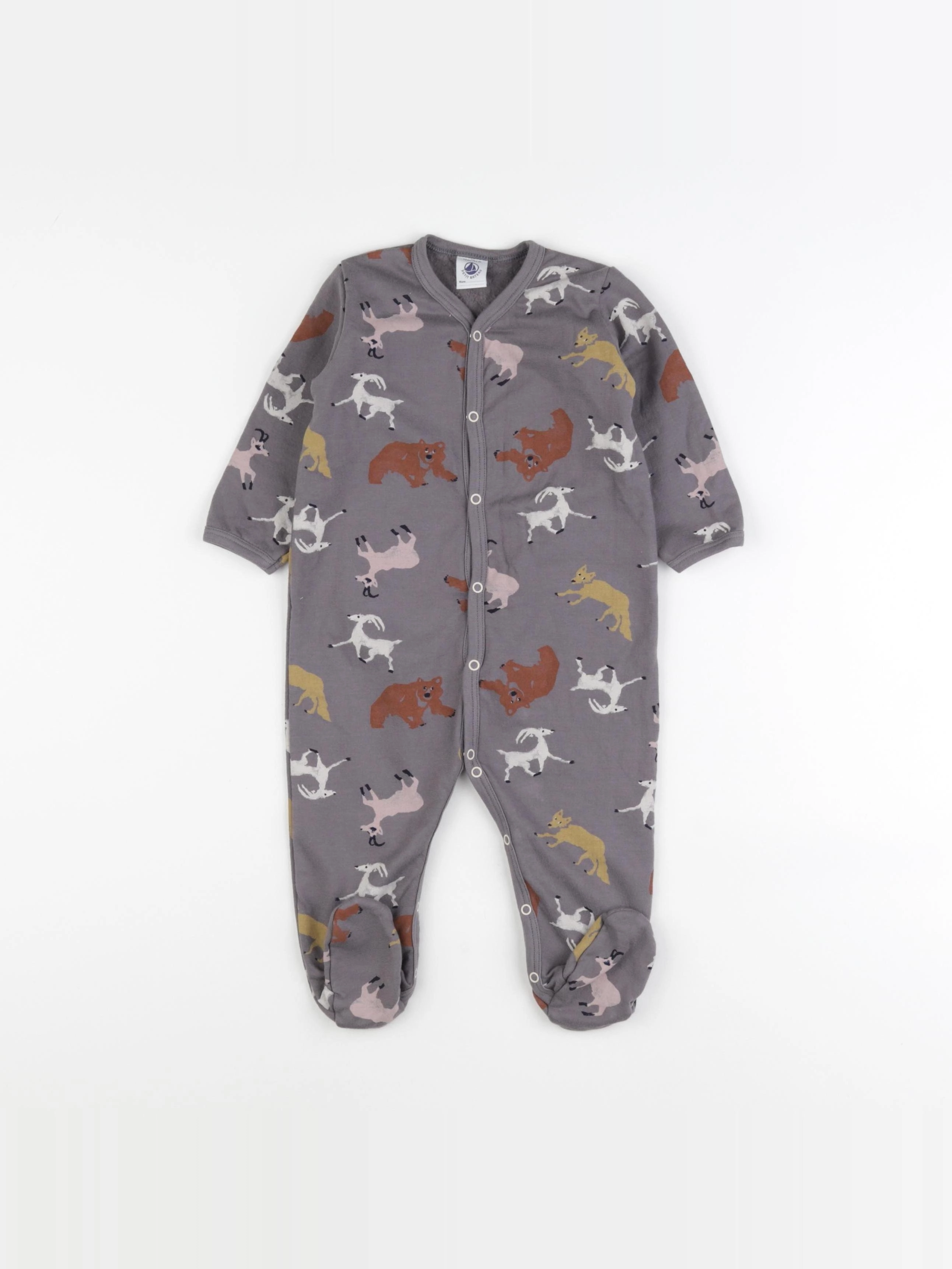 Petit Bateau - pyjama coton gris - 12 mois