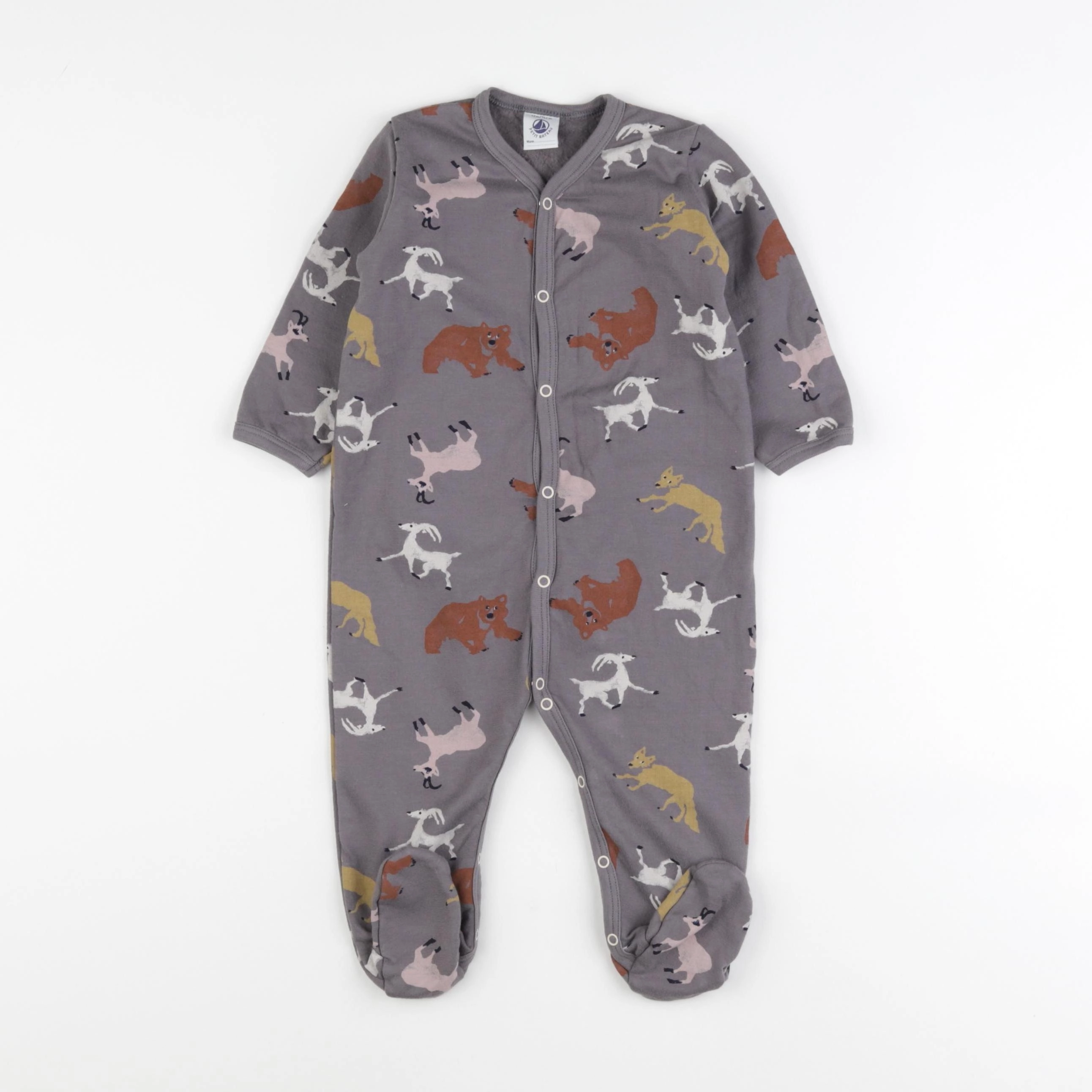 Petit Bateau - pyjama coton gris - 12 mois