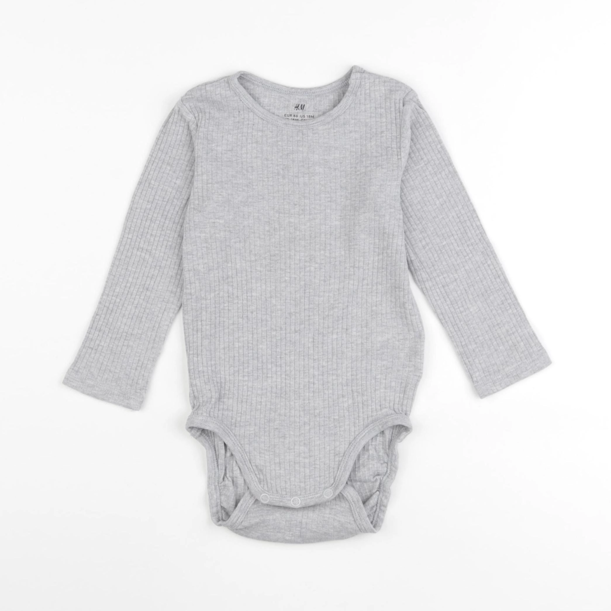 H&M - body gris - 12/18 mois