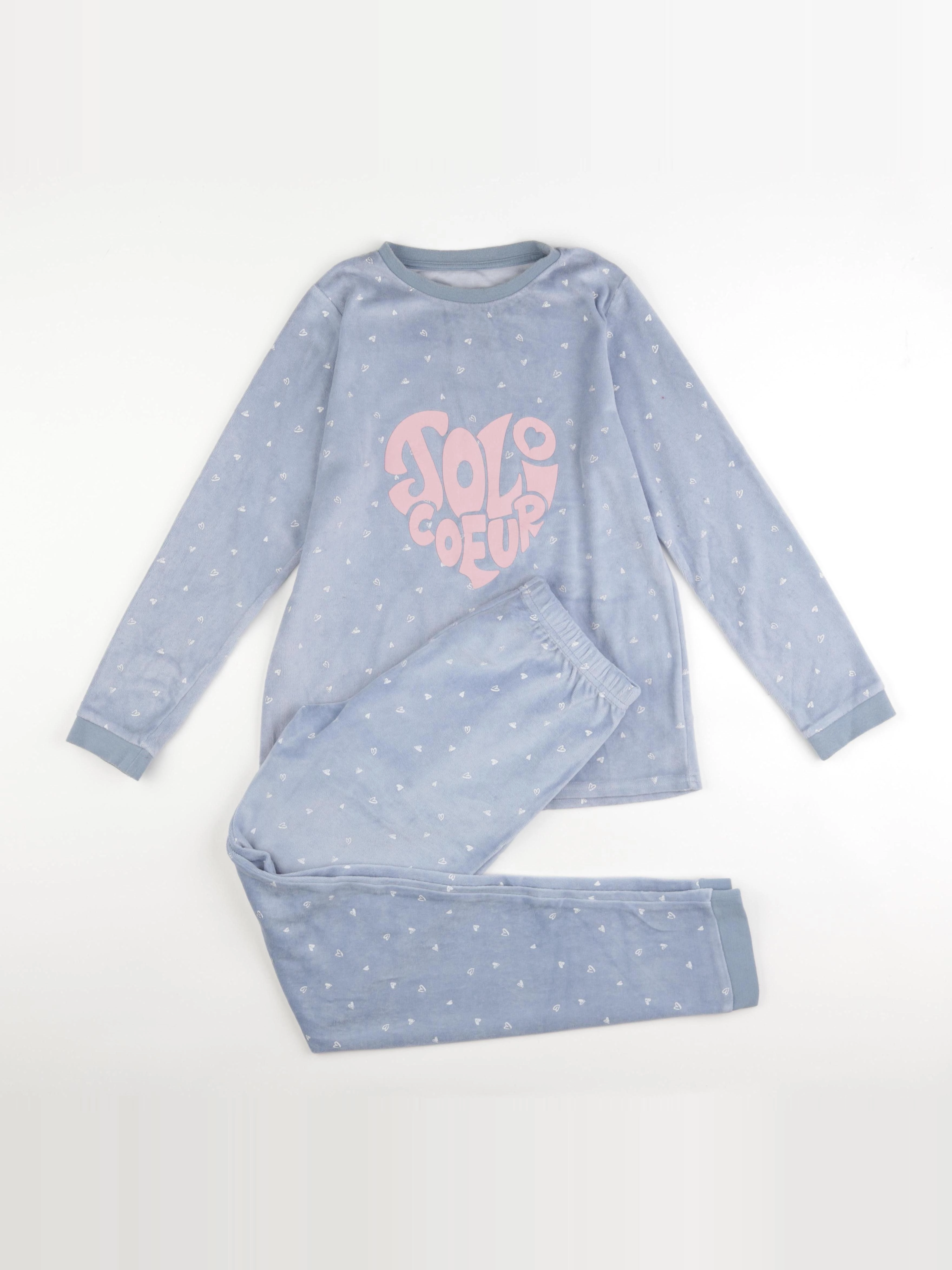 Vertbaudet - pyjama velours bleu - 14 ans