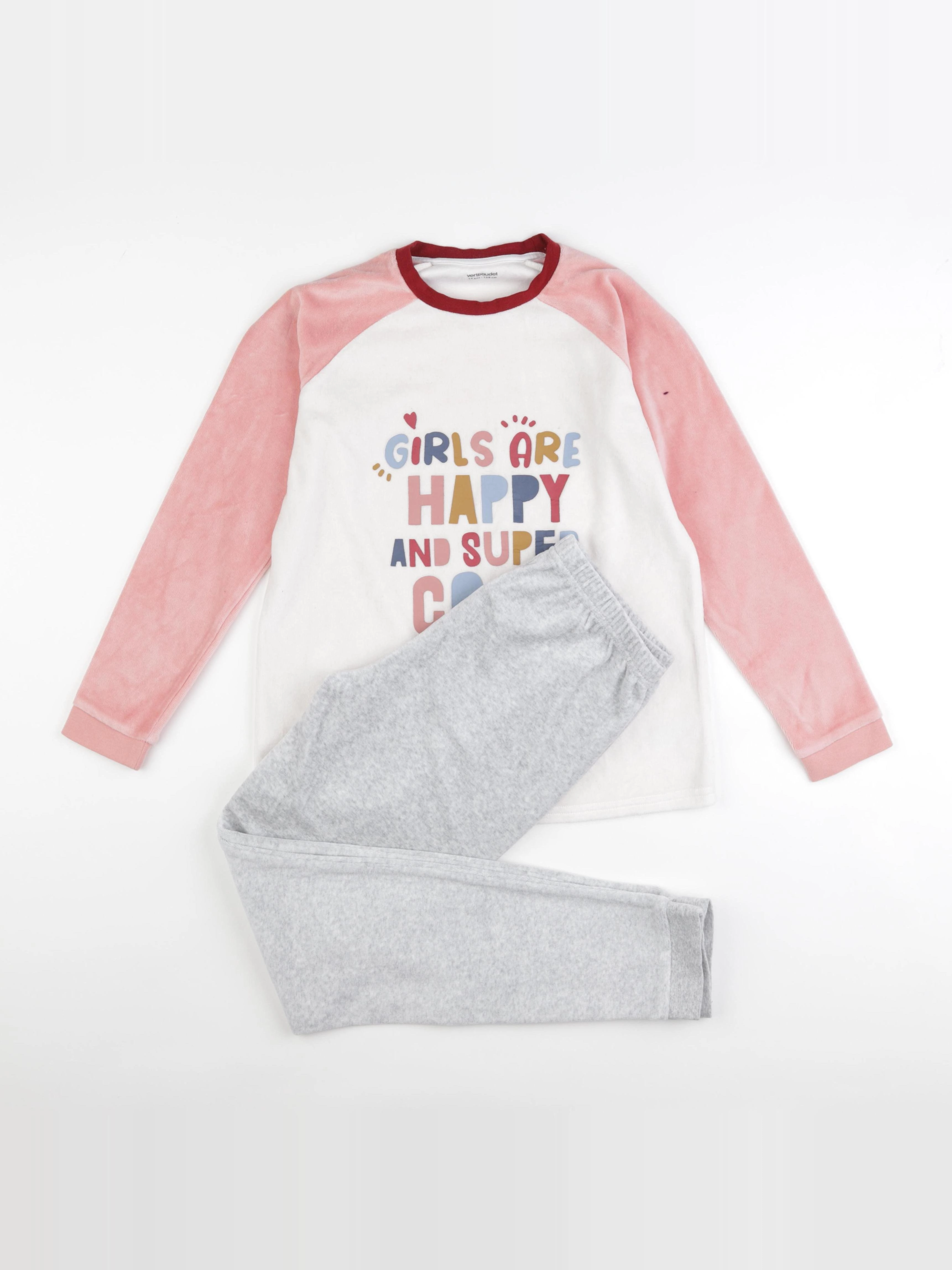 Vertbaudet - pyjama velours gris - 14 ans