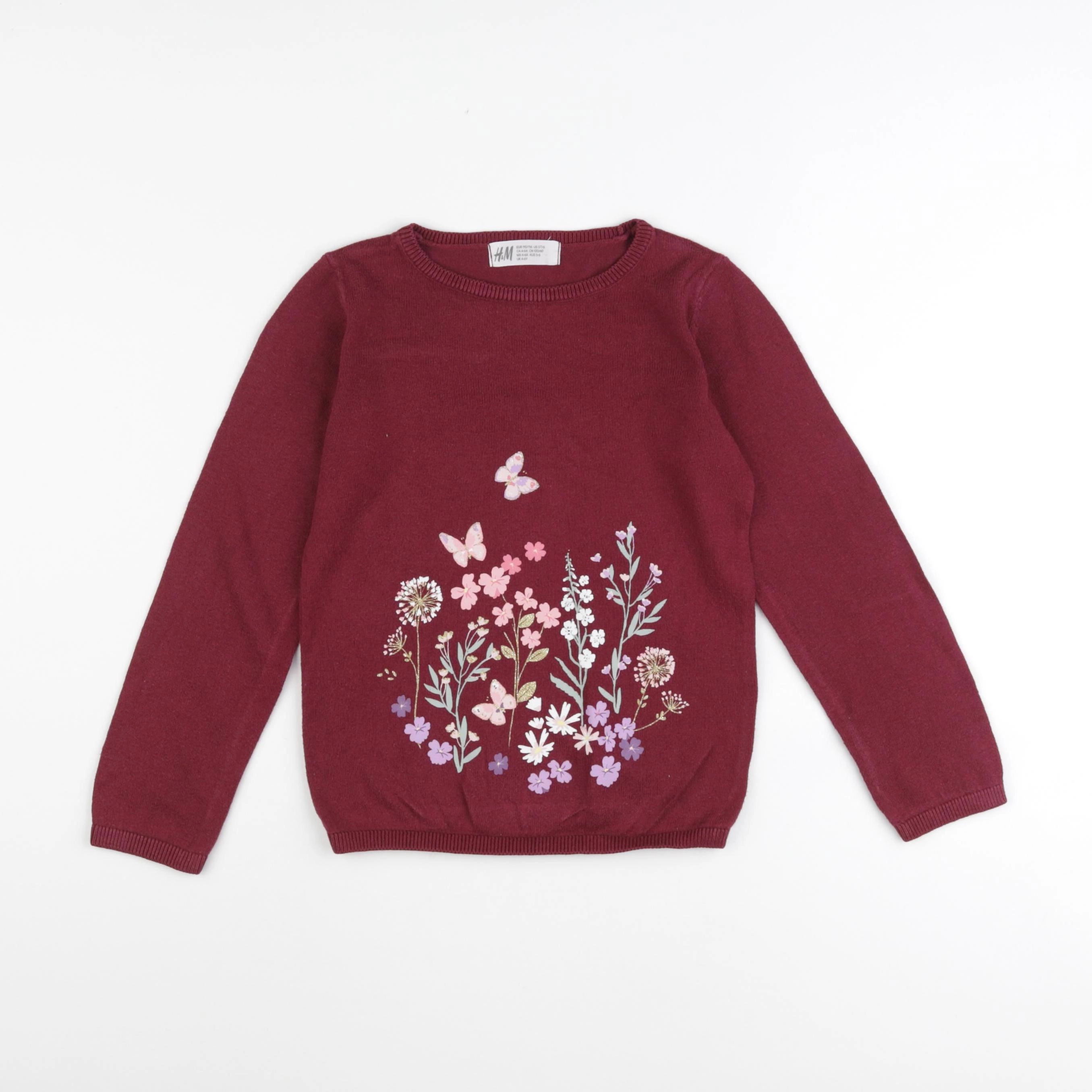 H&M - pull rouge - 5/6 ans