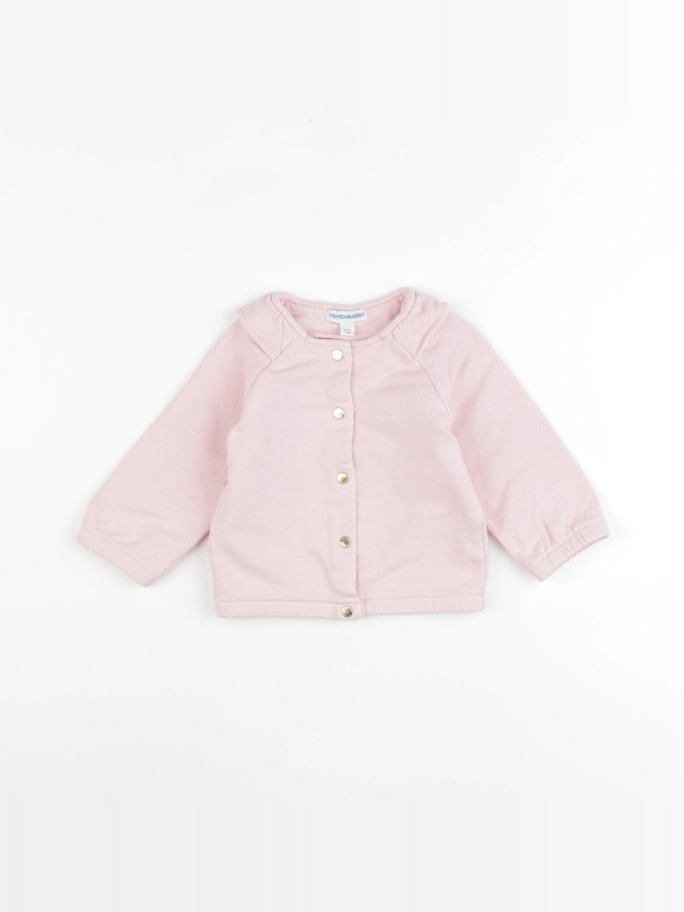 Vertbaudet - sweat rose, argent - 12 mois