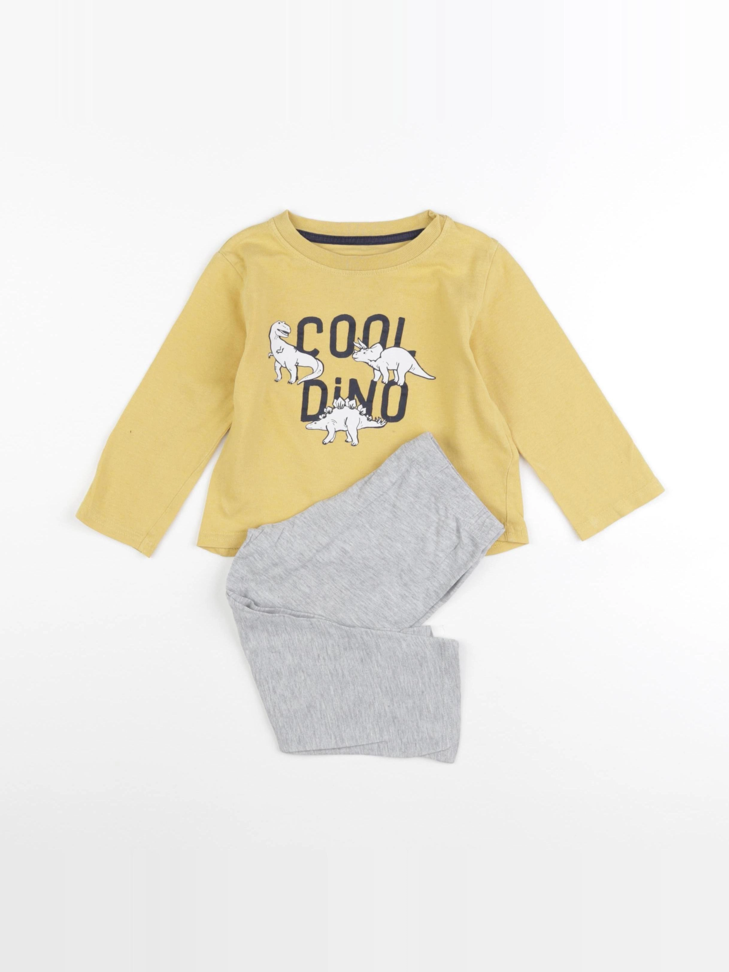 Vertbaudet - pyjama coton jaune, gris - 2 ans