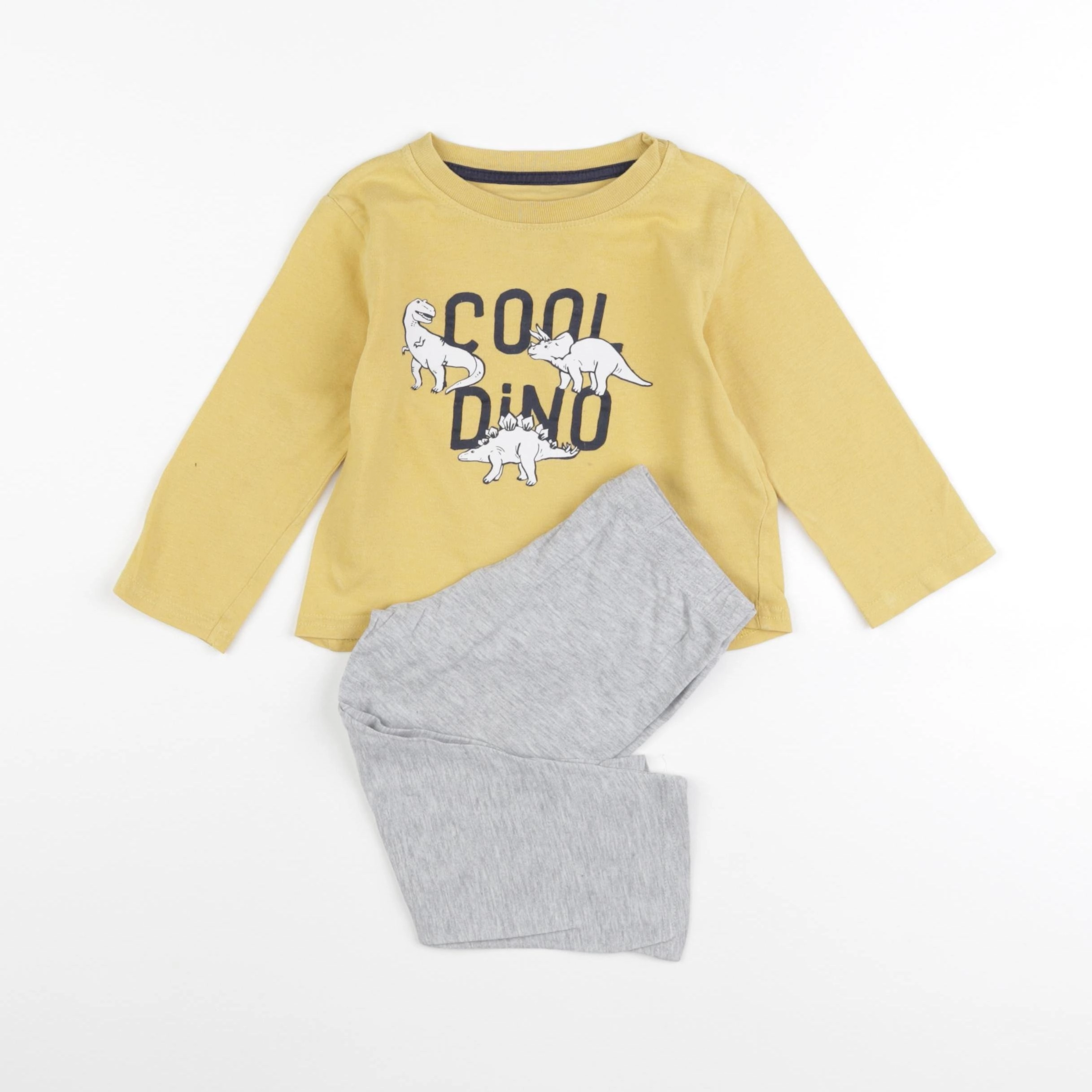 Vertbaudet - pyjama coton jaune, gris - 2 ans