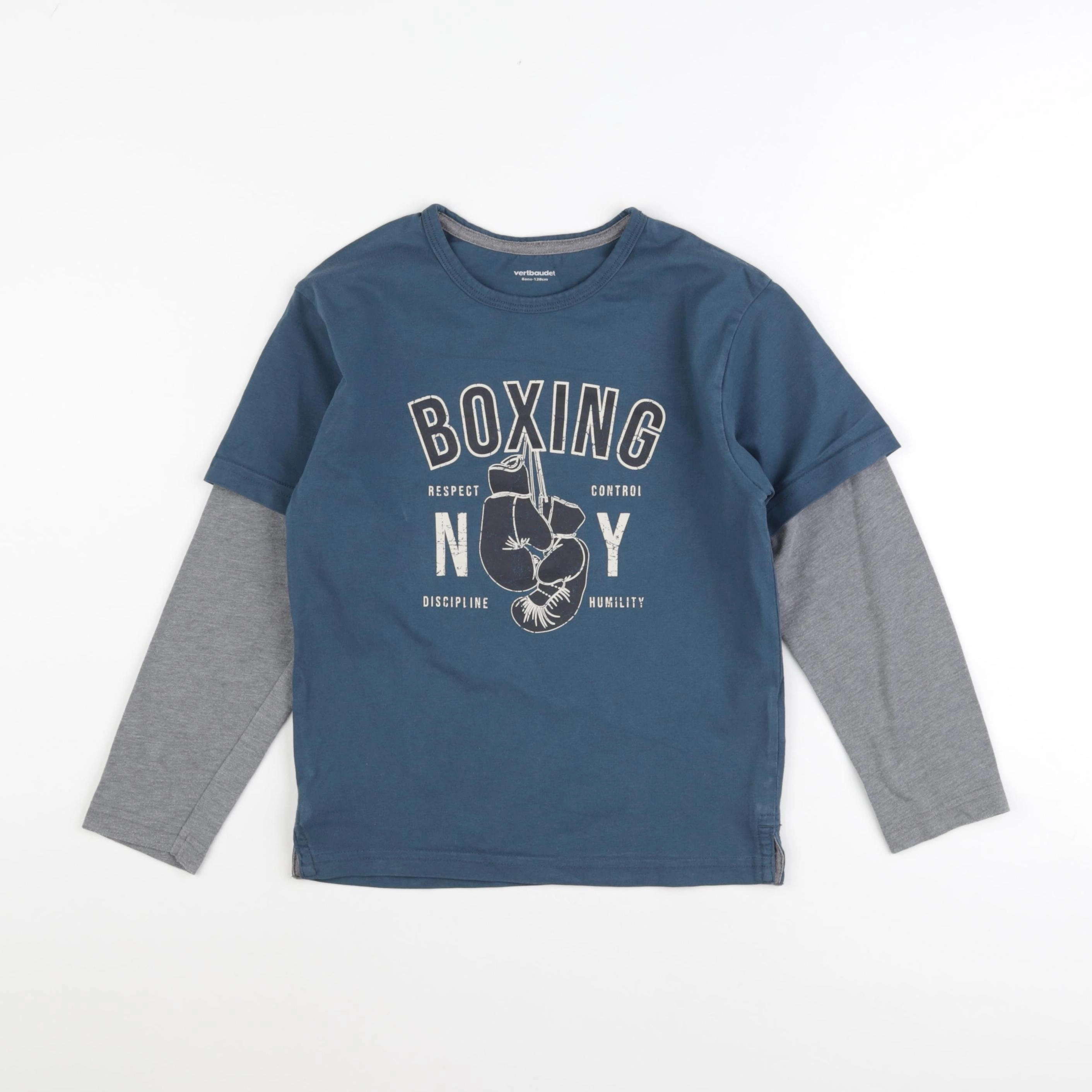 Vertbaudet - tee-shirt bleu - 8 ans