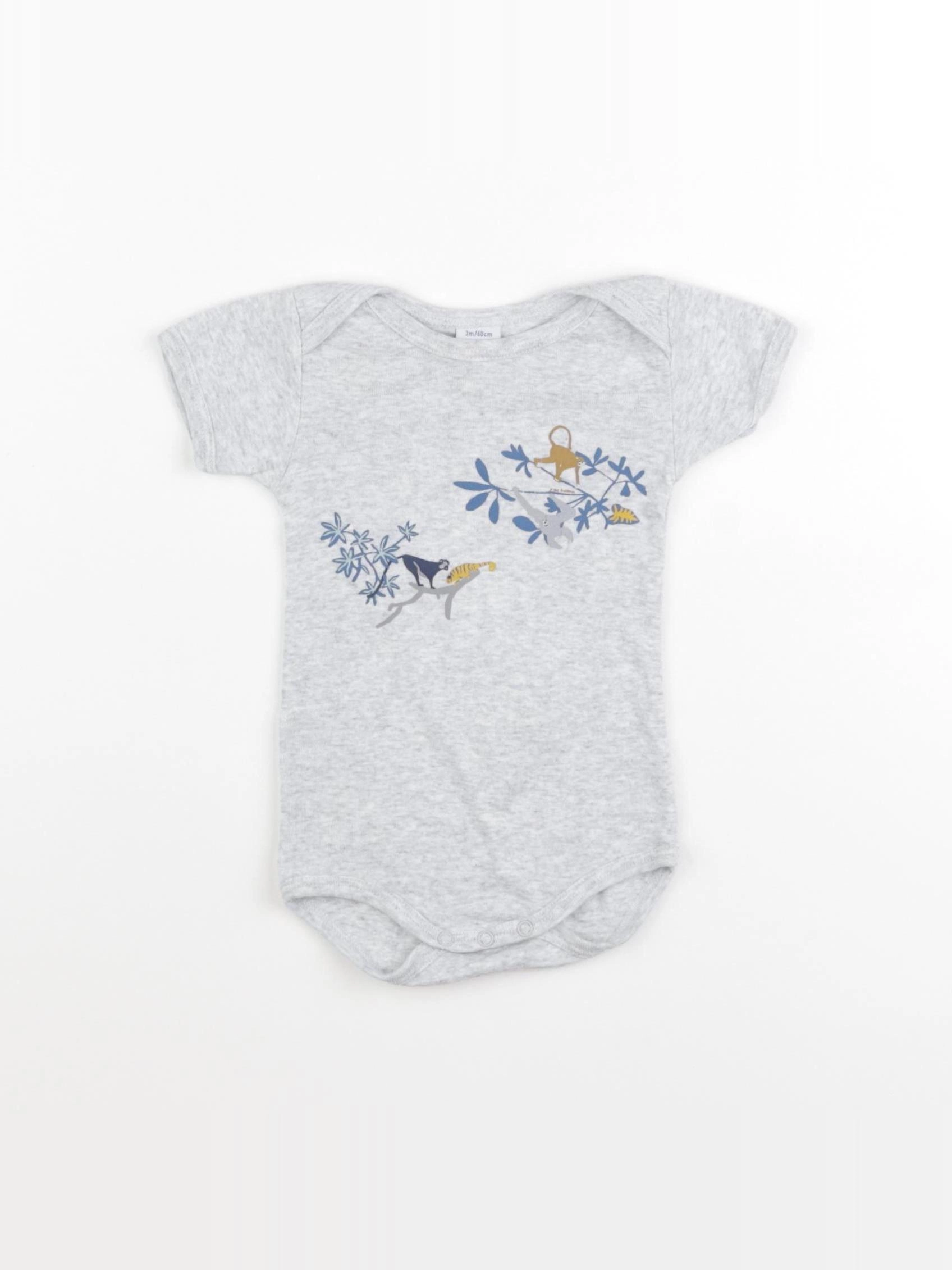 Petit Bateau - body gris - 3 mois